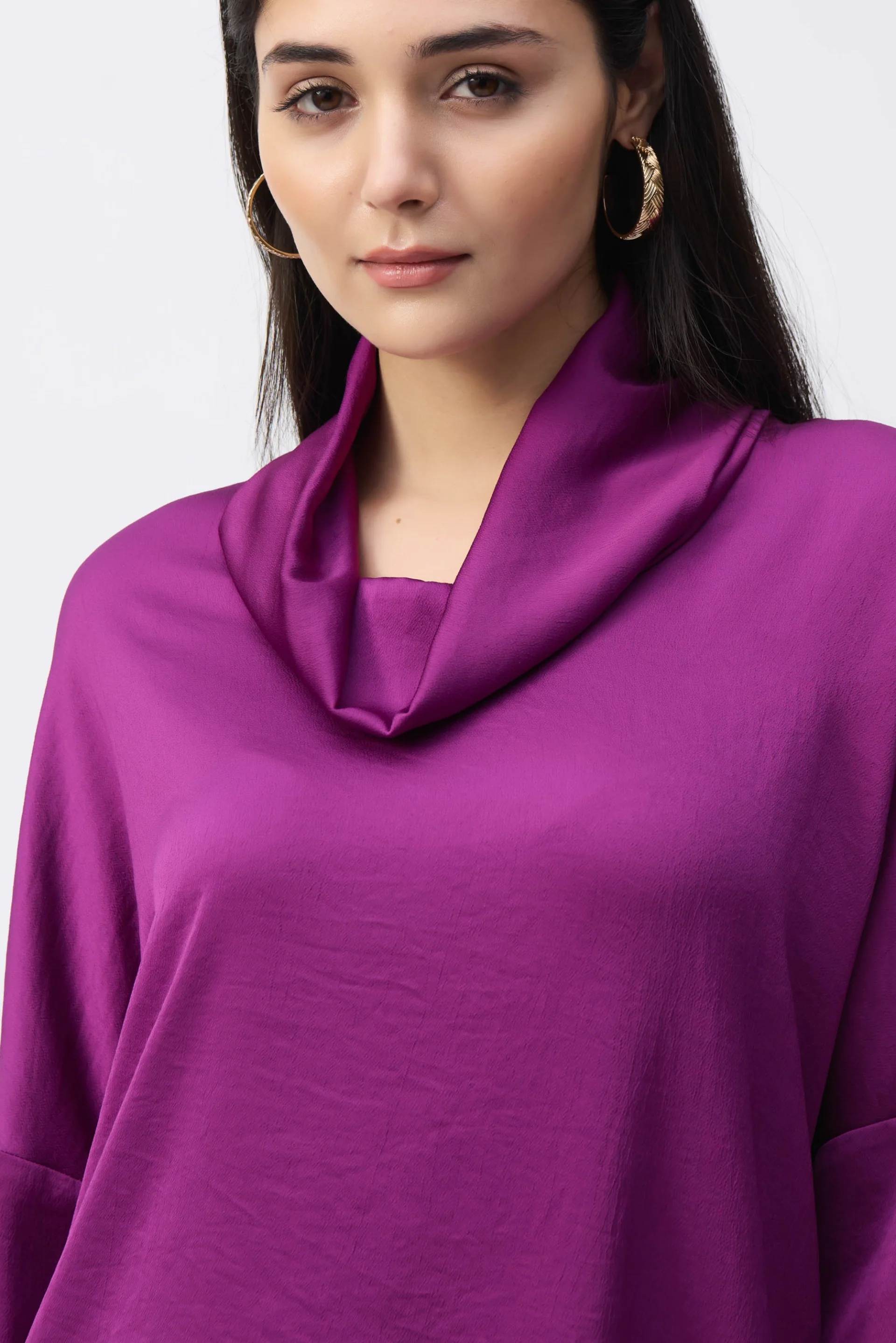 Joseph Ribkoff Empress Satin Cowl Collar Top Style 243189 - Image 3