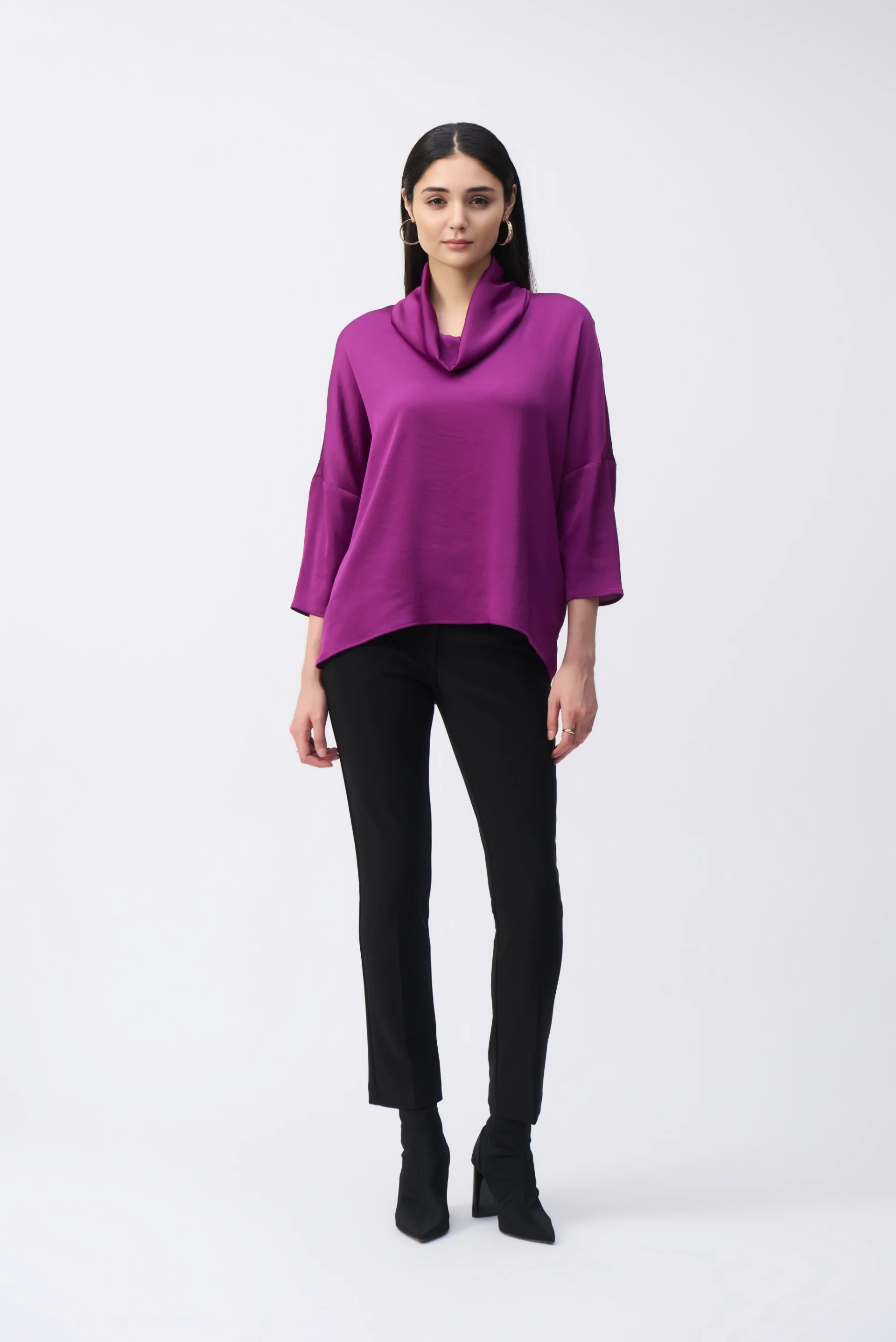 Joseph Ribkoff Empress Satin Cowl Collar Top Style 243189 - Image 4
