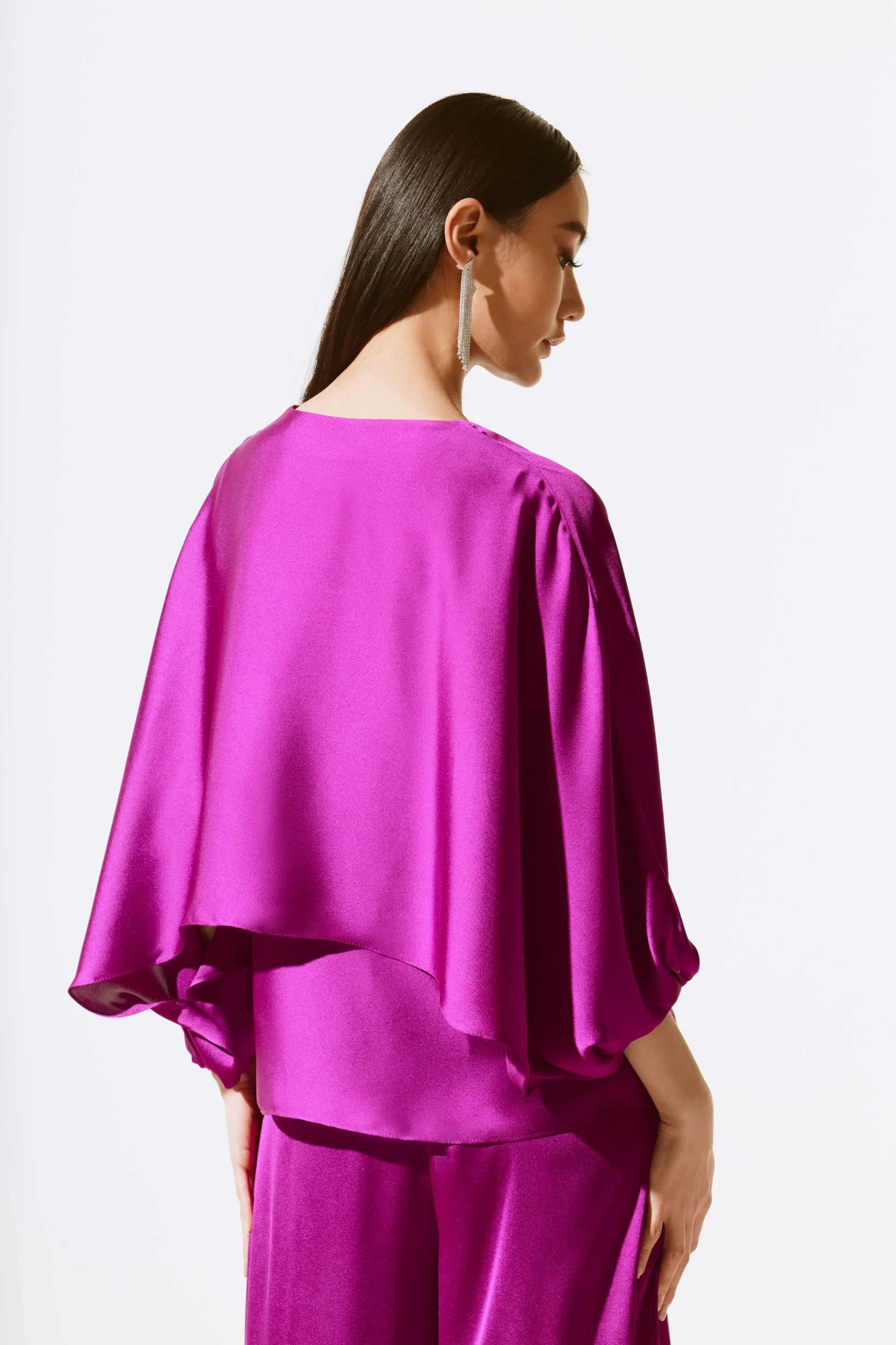 Joseph Ribkoff Empress Satin V-Neck Layered Top Style 243790 - Image 2
