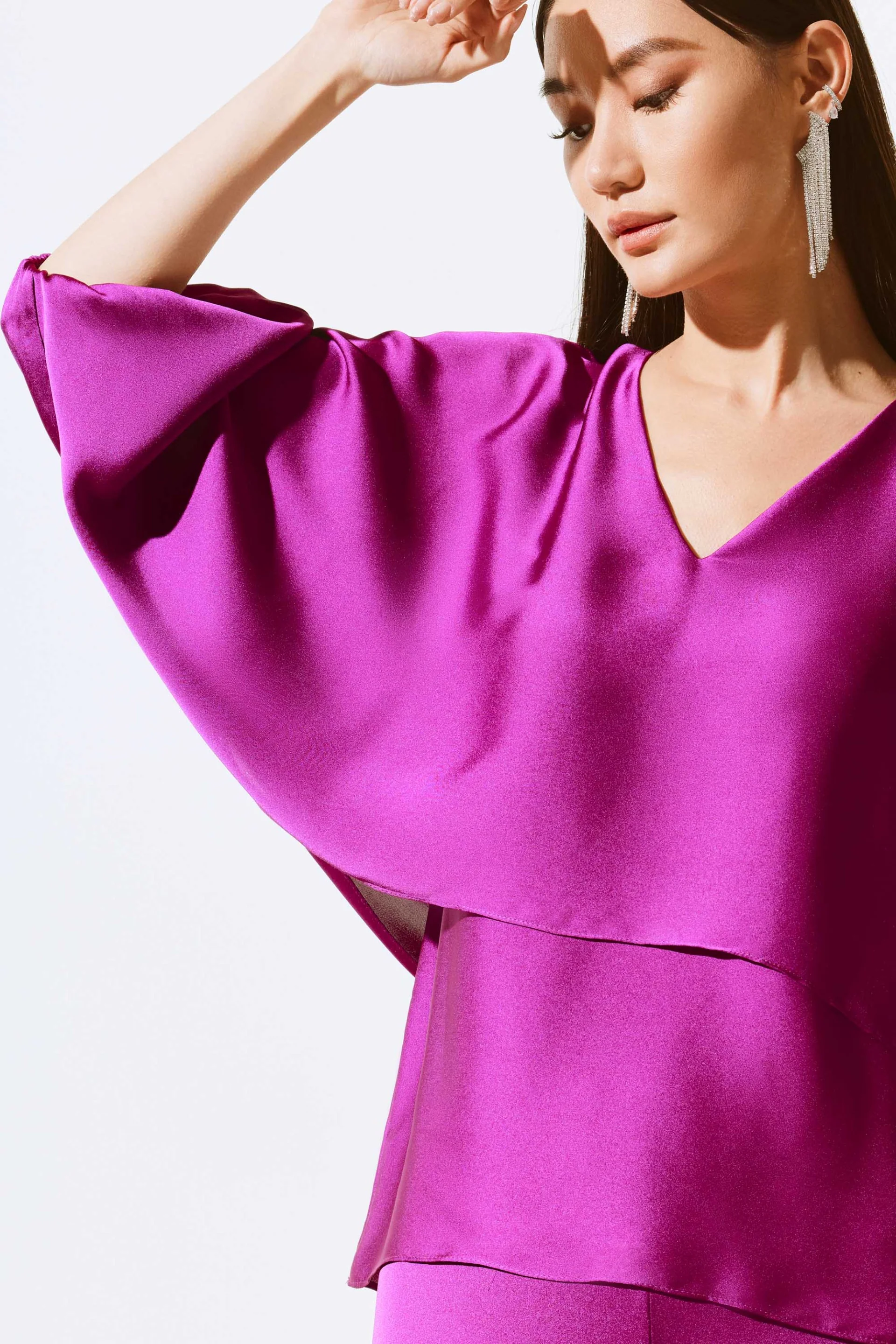 Joseph Ribkoff Empress Satin V-Neck Layered Top Style 243790 - Image 3