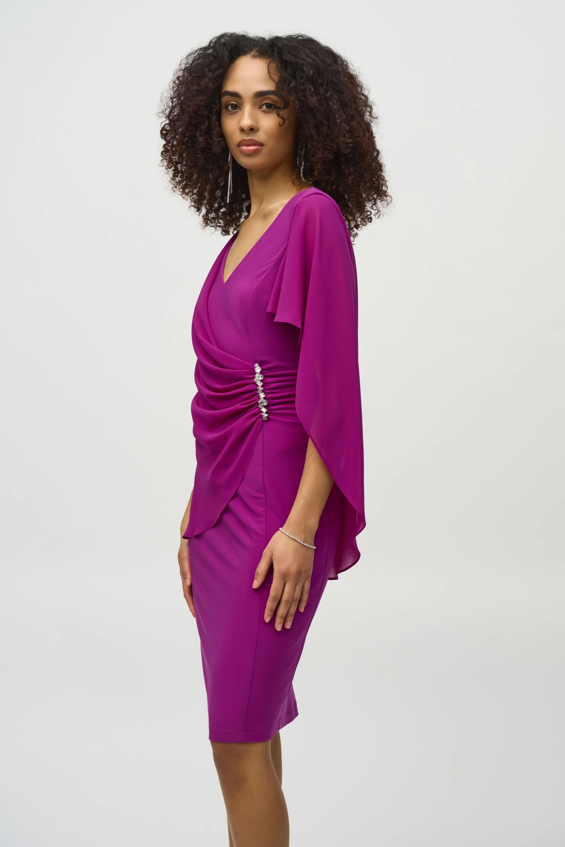 Joseph Ribkoff Empress Silky Knit and Chiffon Sheath Dress Style 244017 - Image 2