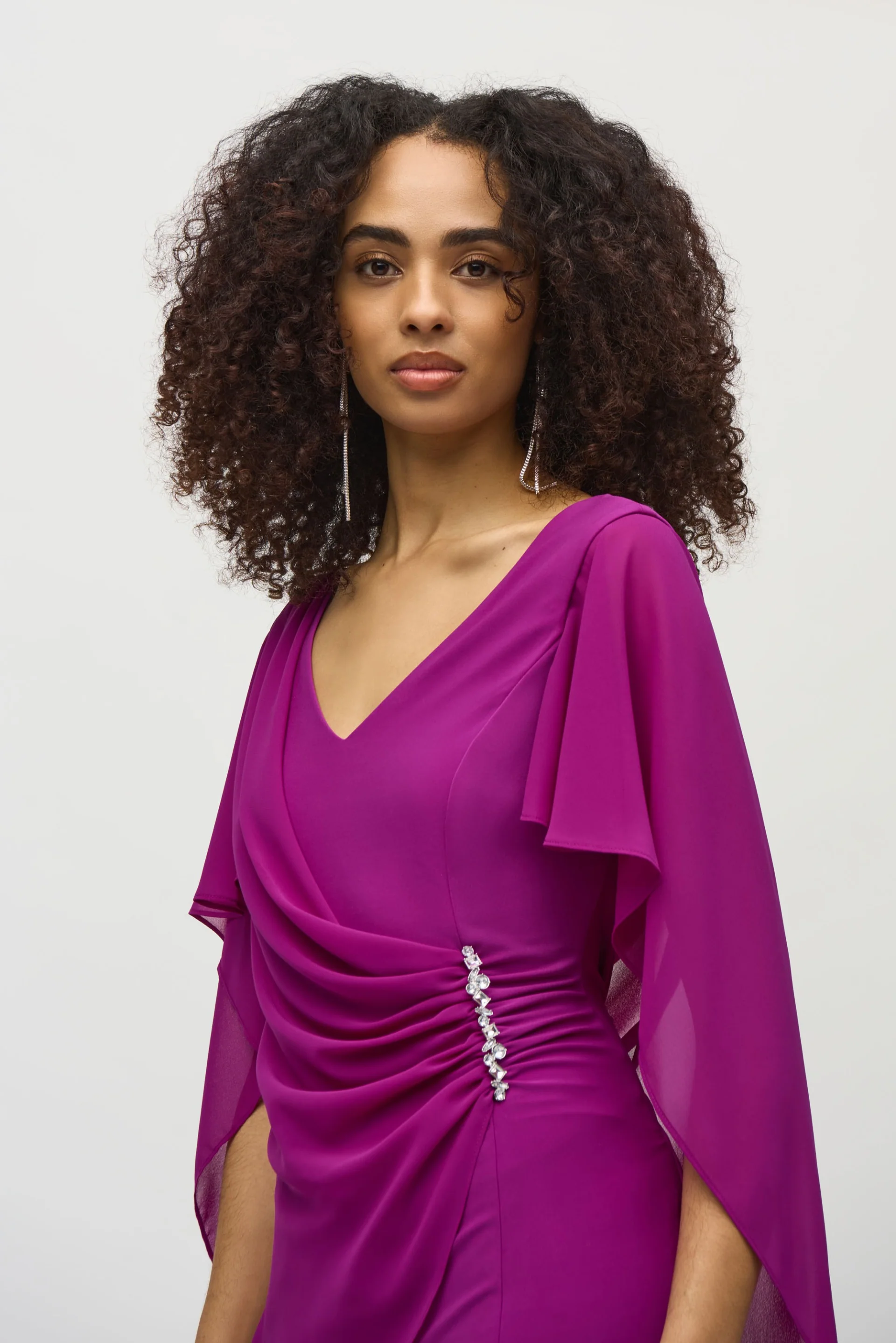 Joseph Ribkoff Empress Silky Knit and Chiffon Sheath Dress Style 244017 - Image 3