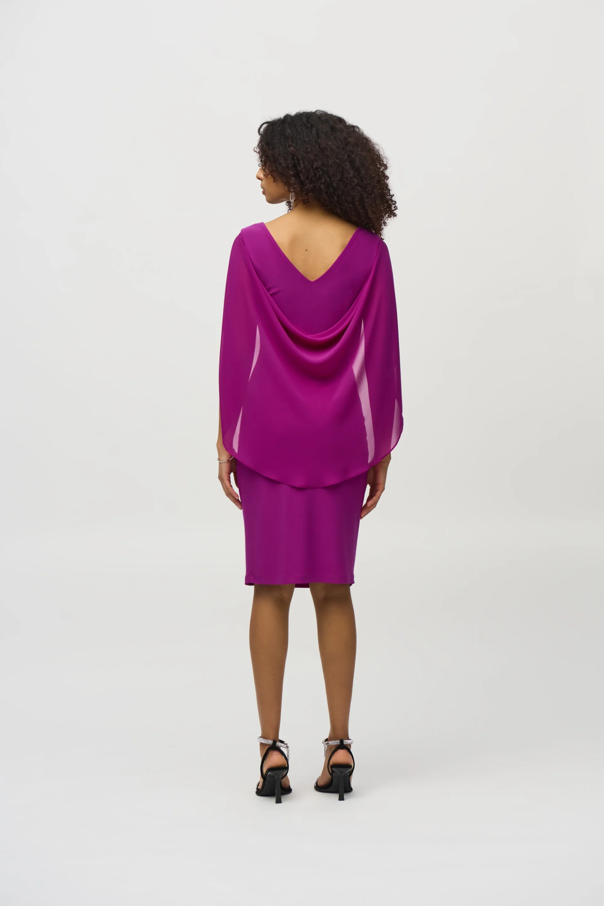 Joseph Ribkoff Empress Silky Knit and Chiffon Sheath Dress Style 244017 - Image 4