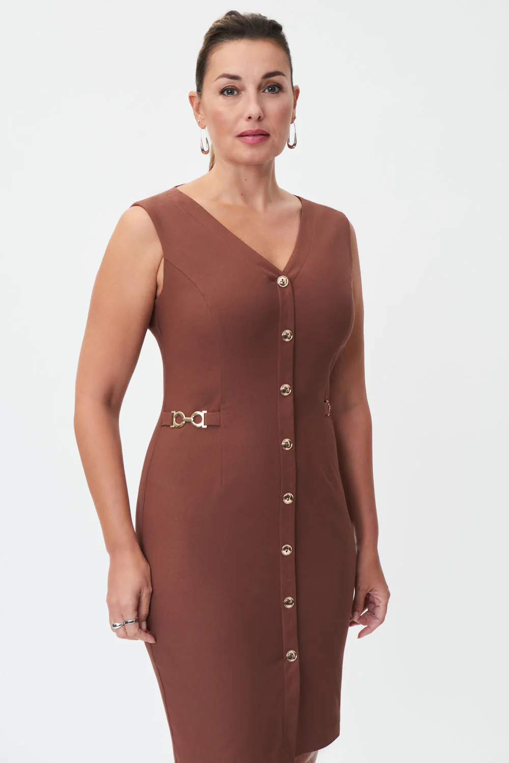 Joseph Ribkoff Espresso Sleeveless Dress Style 232055 - Image 2