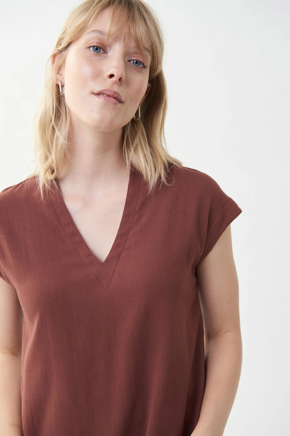 Joseph Ribkoff Espresso V-Neck Top Style 222282 - Image 2