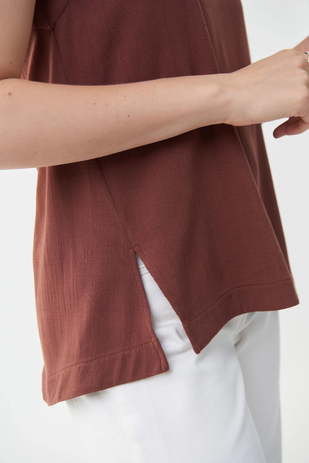 Joseph Ribkoff Espresso V-Neck Top Style 222282 - Image 3
