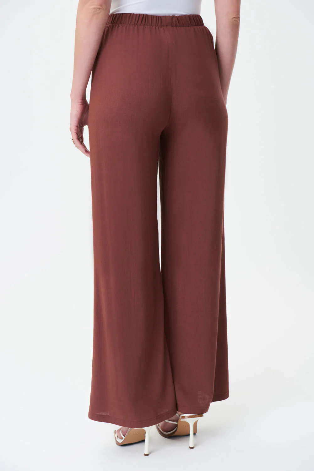 Joseph Ribkoff Espresso Wide-Legged Shirred Woven Pants Style 232105 - Image 2