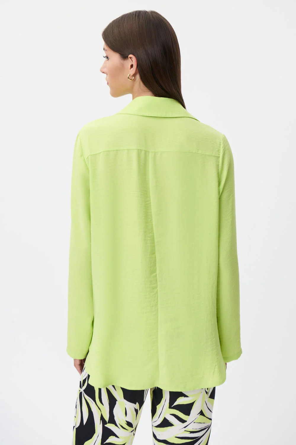 Joseph Ribkoff Exotic Lime High-Low Button-Down Blouse Style 232217 - Image 4