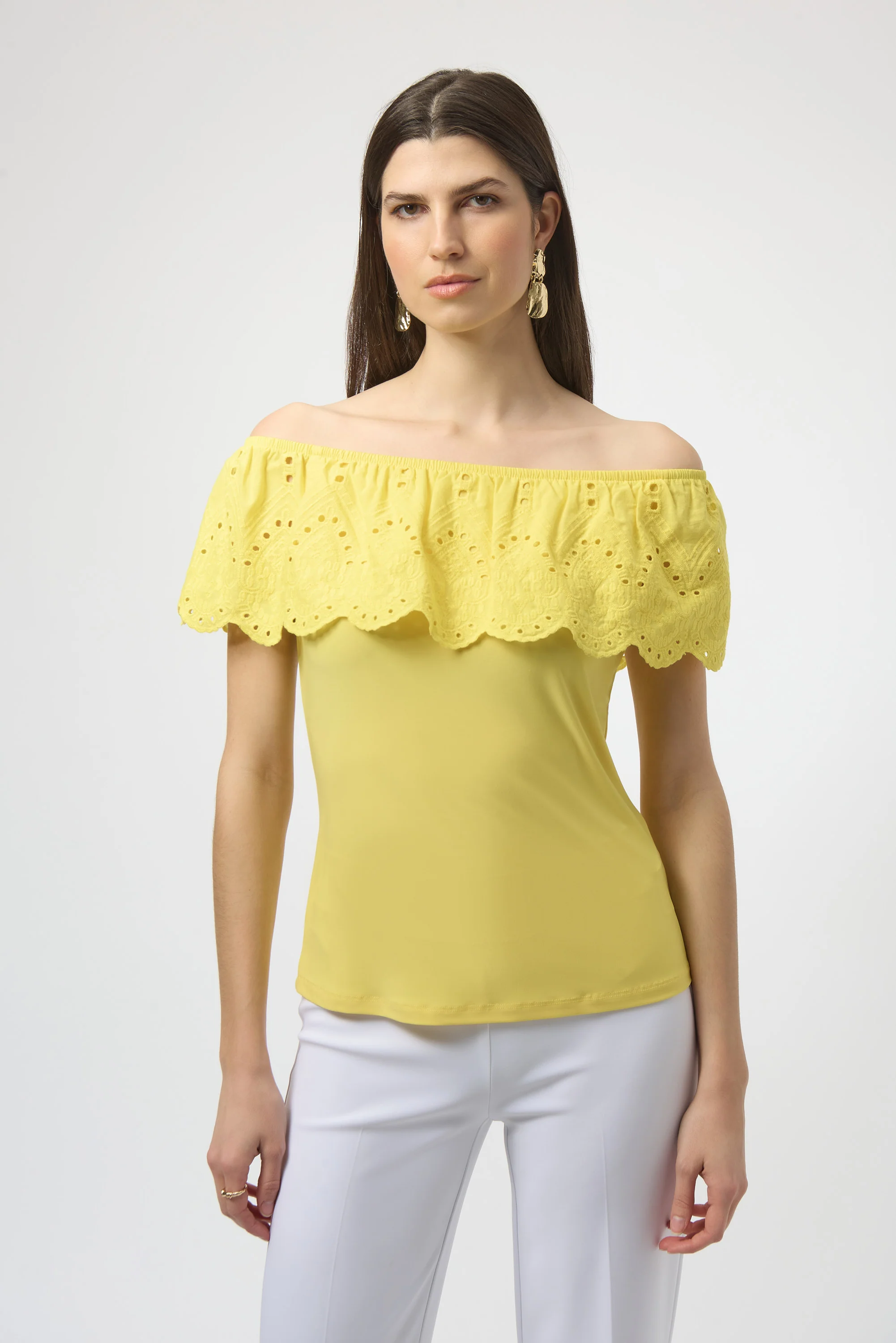 Joseph Ribkoff Eyelet Lace Off-Shoulder Top Style 252134 - Image 10