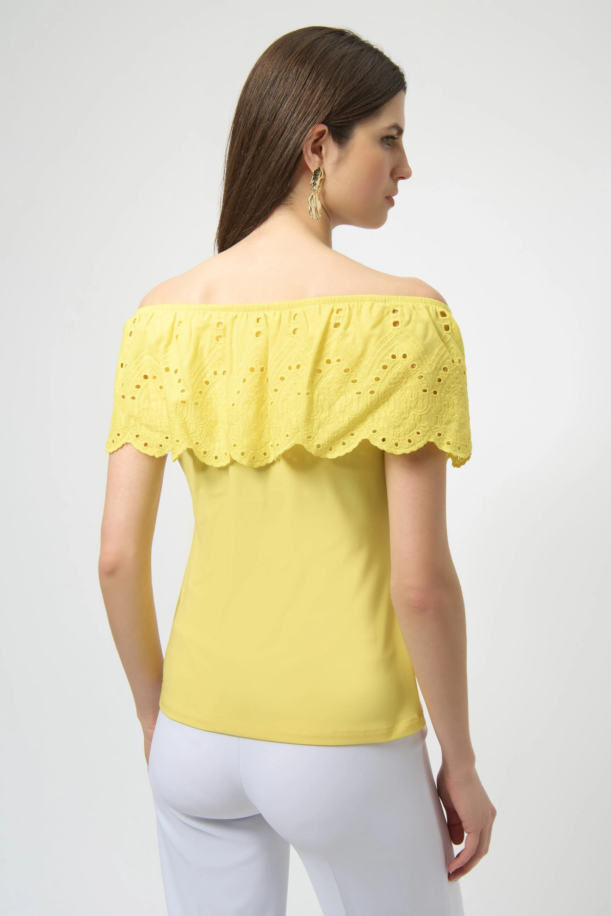 Joseph Ribkoff Eyelet Lace Off-Shoulder Top Style 252134 - Image 11