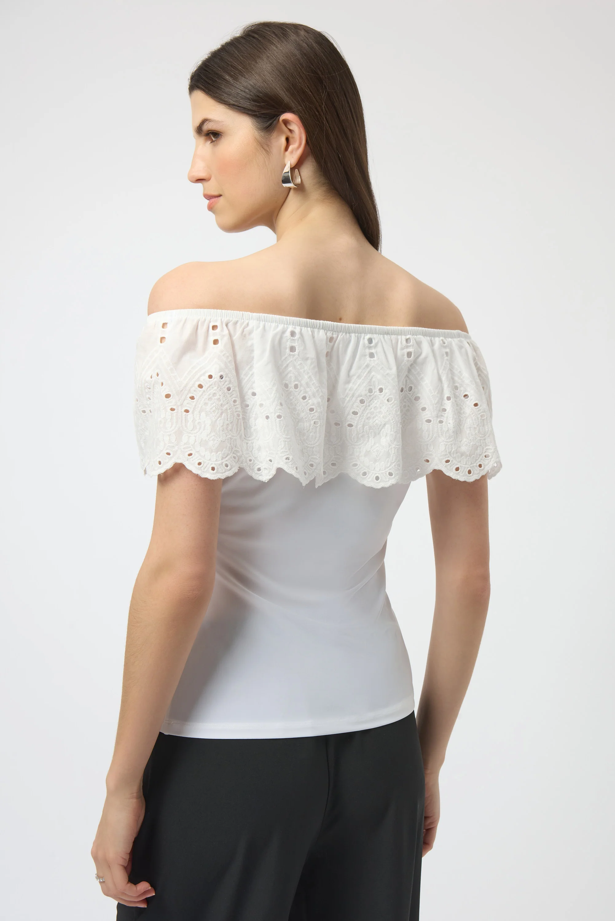 Joseph Ribkoff Eyelet Lace Off-Shoulder Top Style 252134 - Image 2