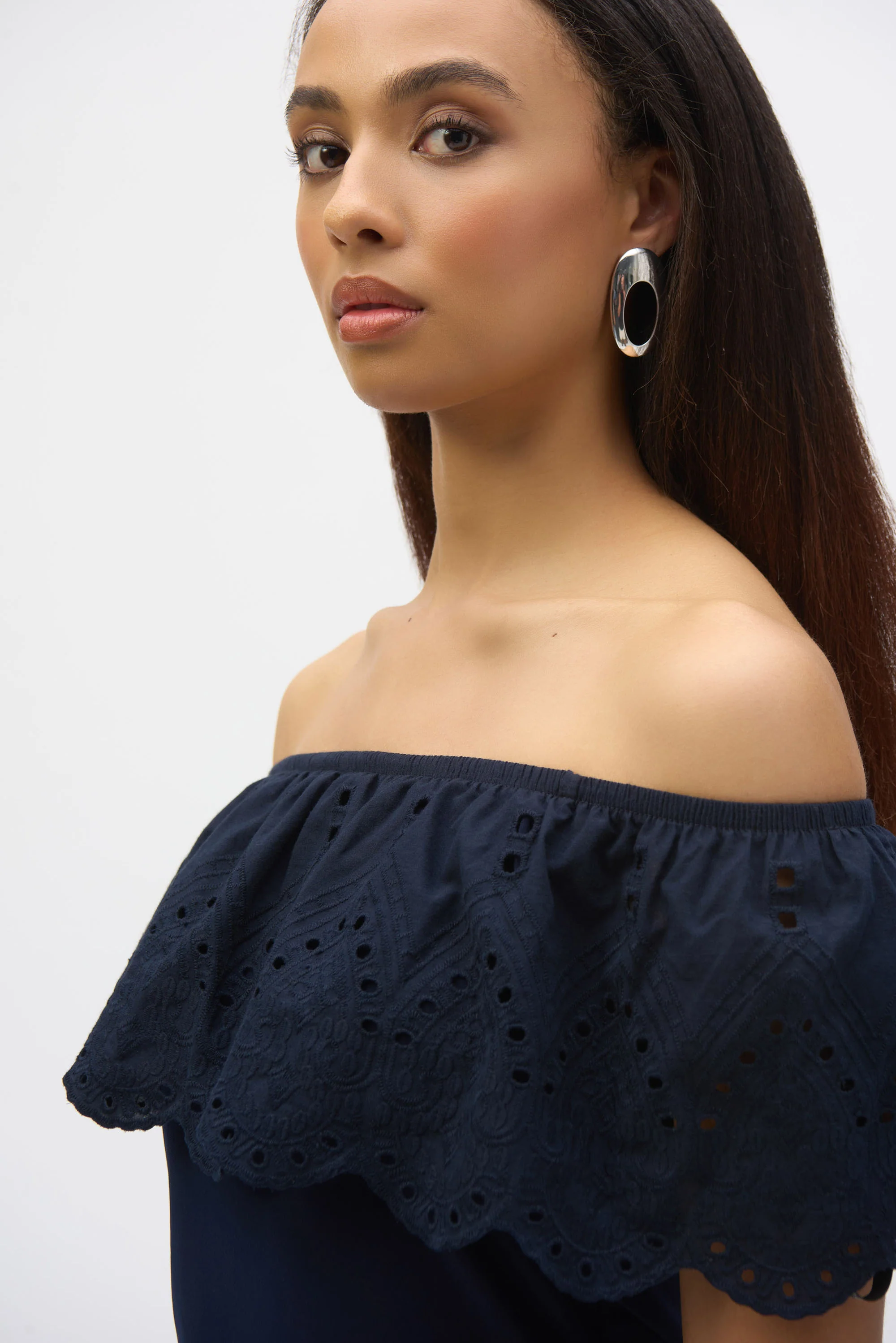 Joseph Ribkoff Eyelet Lace Off-Shoulder Top Style 252134 - Image 5