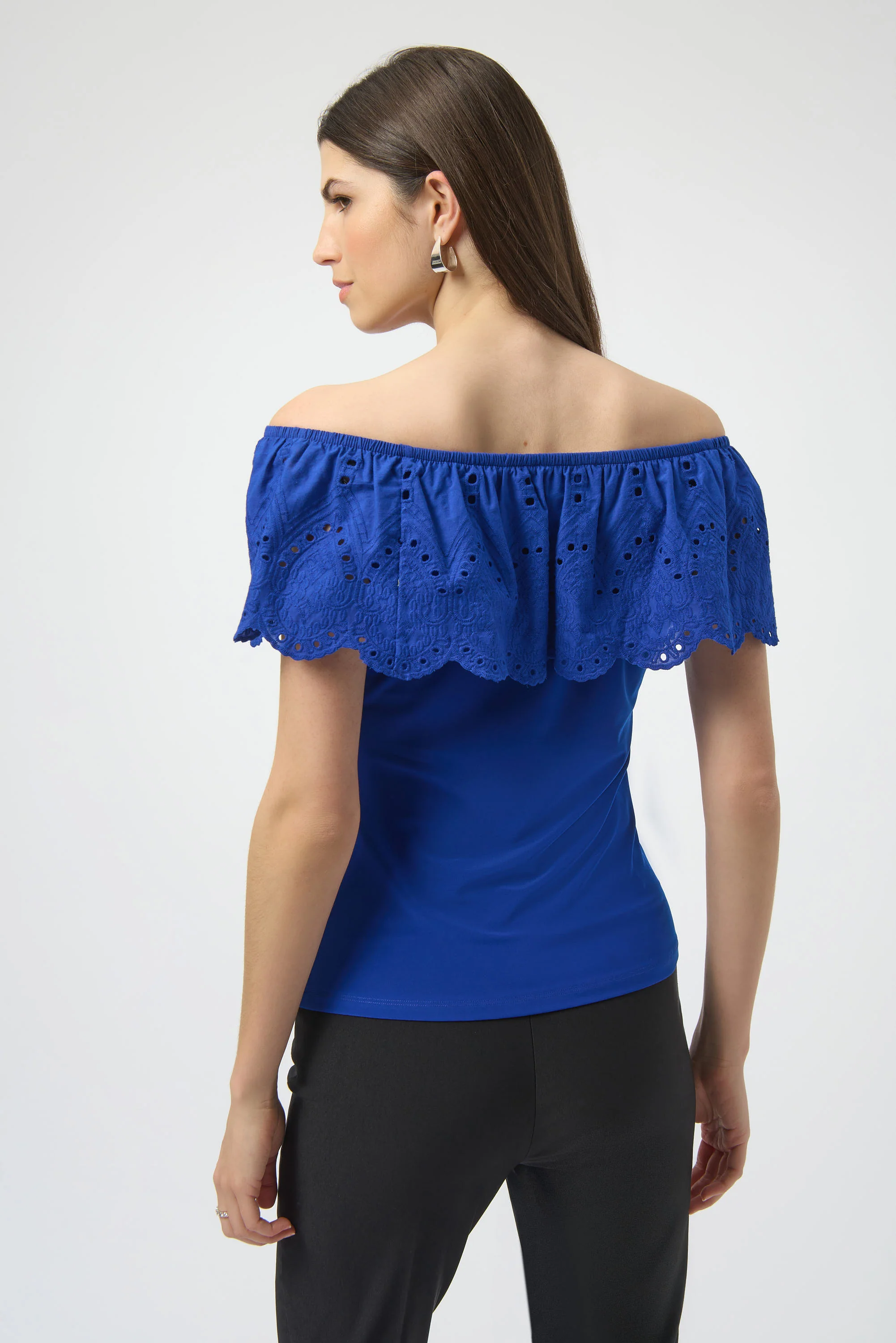 Joseph Ribkoff Eyelet Lace Off-Shoulder Top Style 252134 - Image 9
