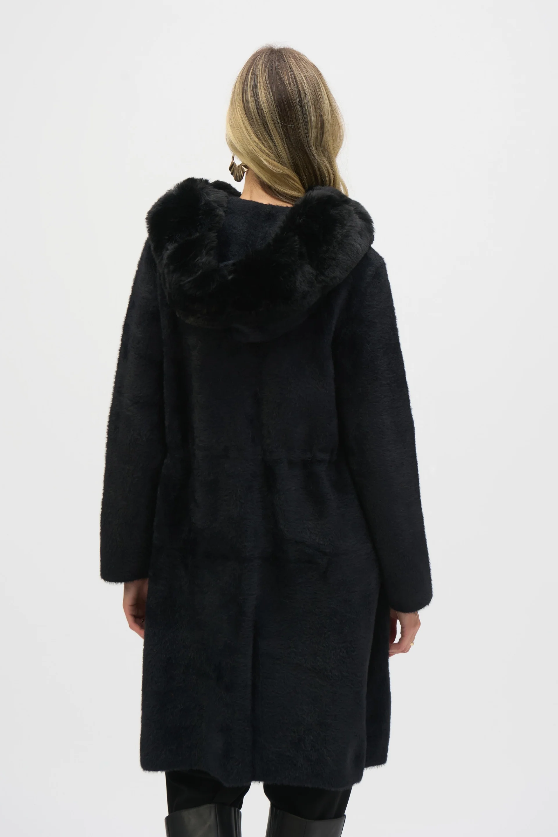 Joseph Ribkoff Faux Fur Hooded Coat Style 244929 - Image 11