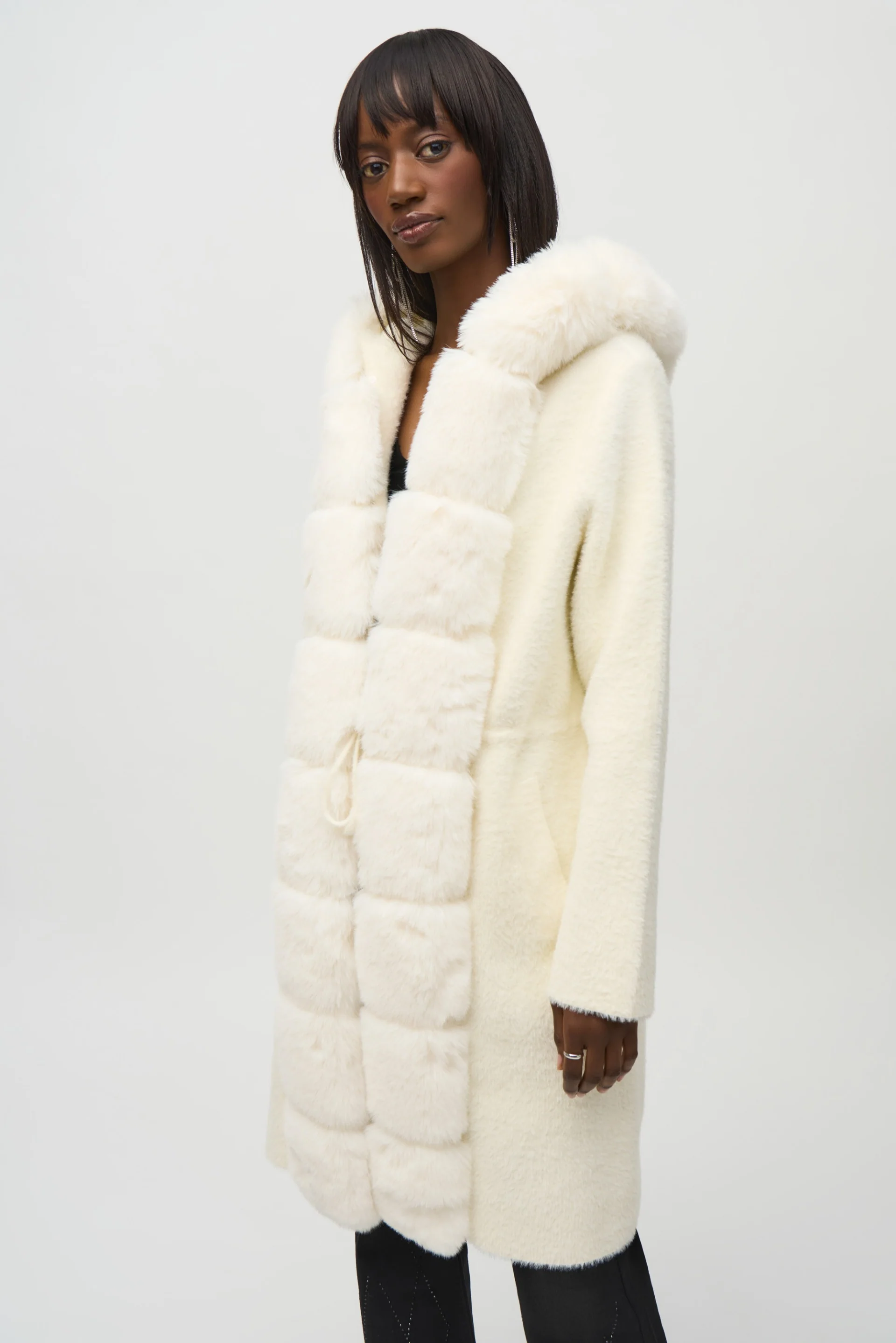 Joseph Ribkoff Faux Fur Hooded Coat Style 244929 - Image 2