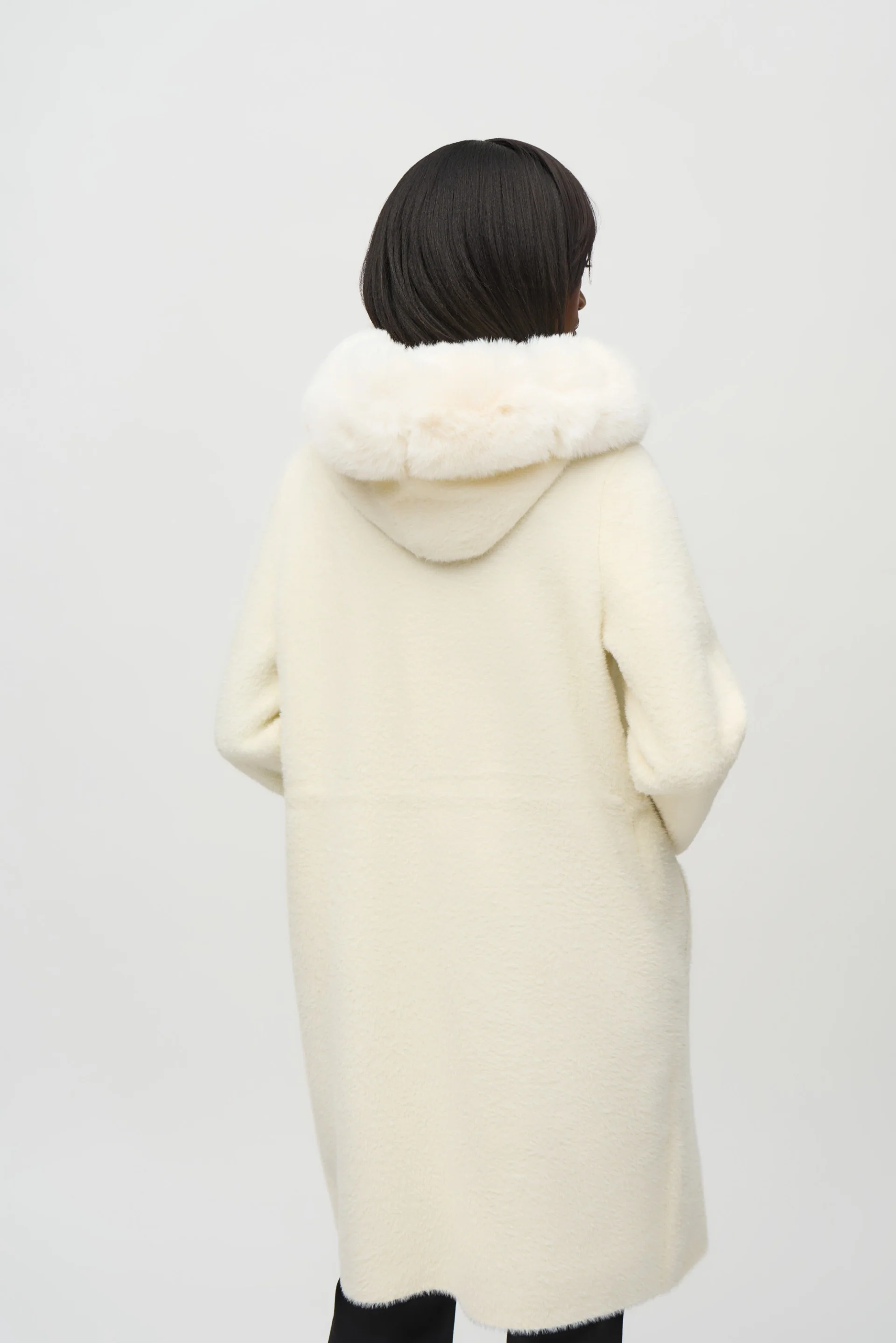 Joseph Ribkoff Faux Fur Hooded Coat Style 244929 - Image 4