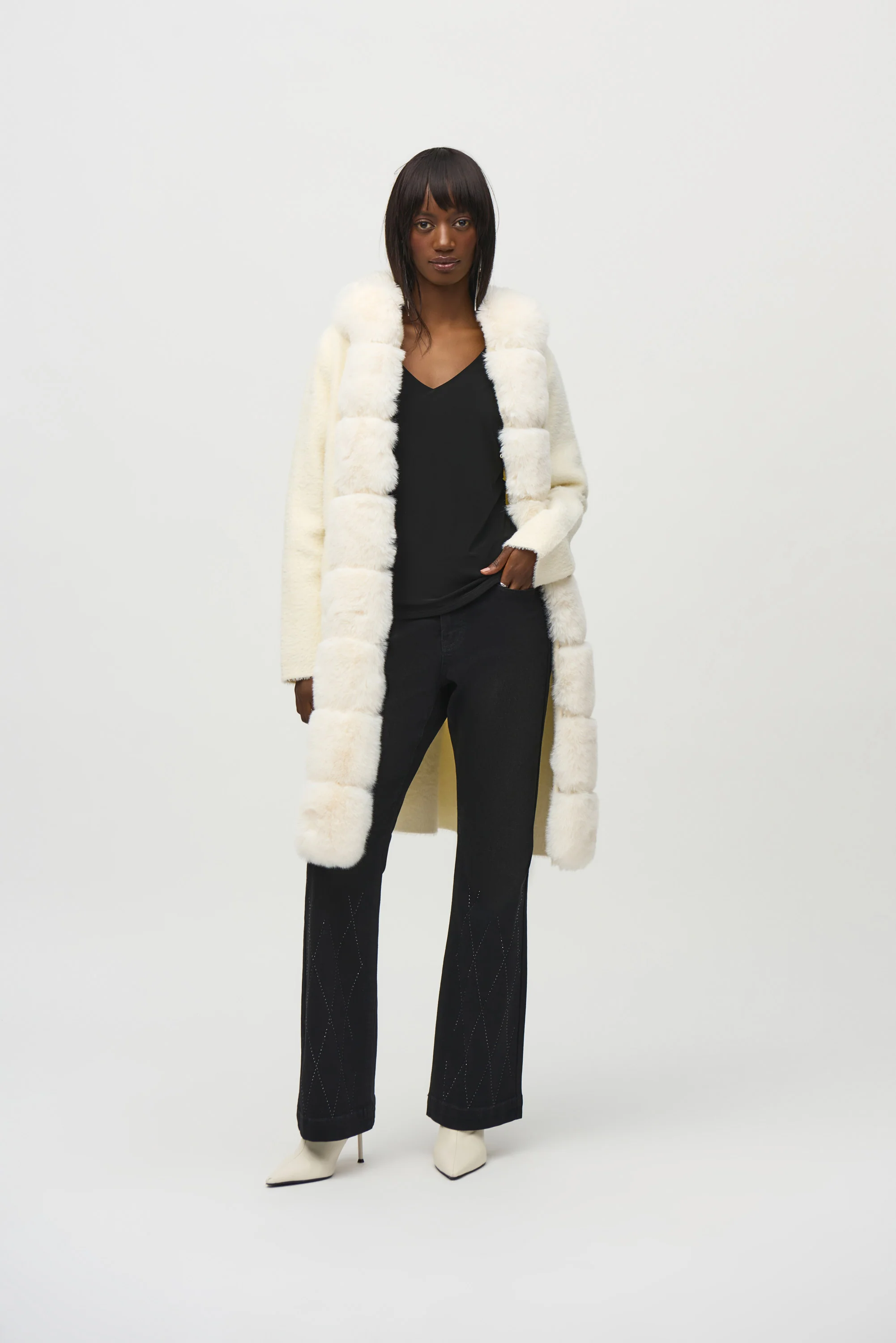 Joseph Ribkoff Faux Fur Hooded Coat Style 244929 - Image 7