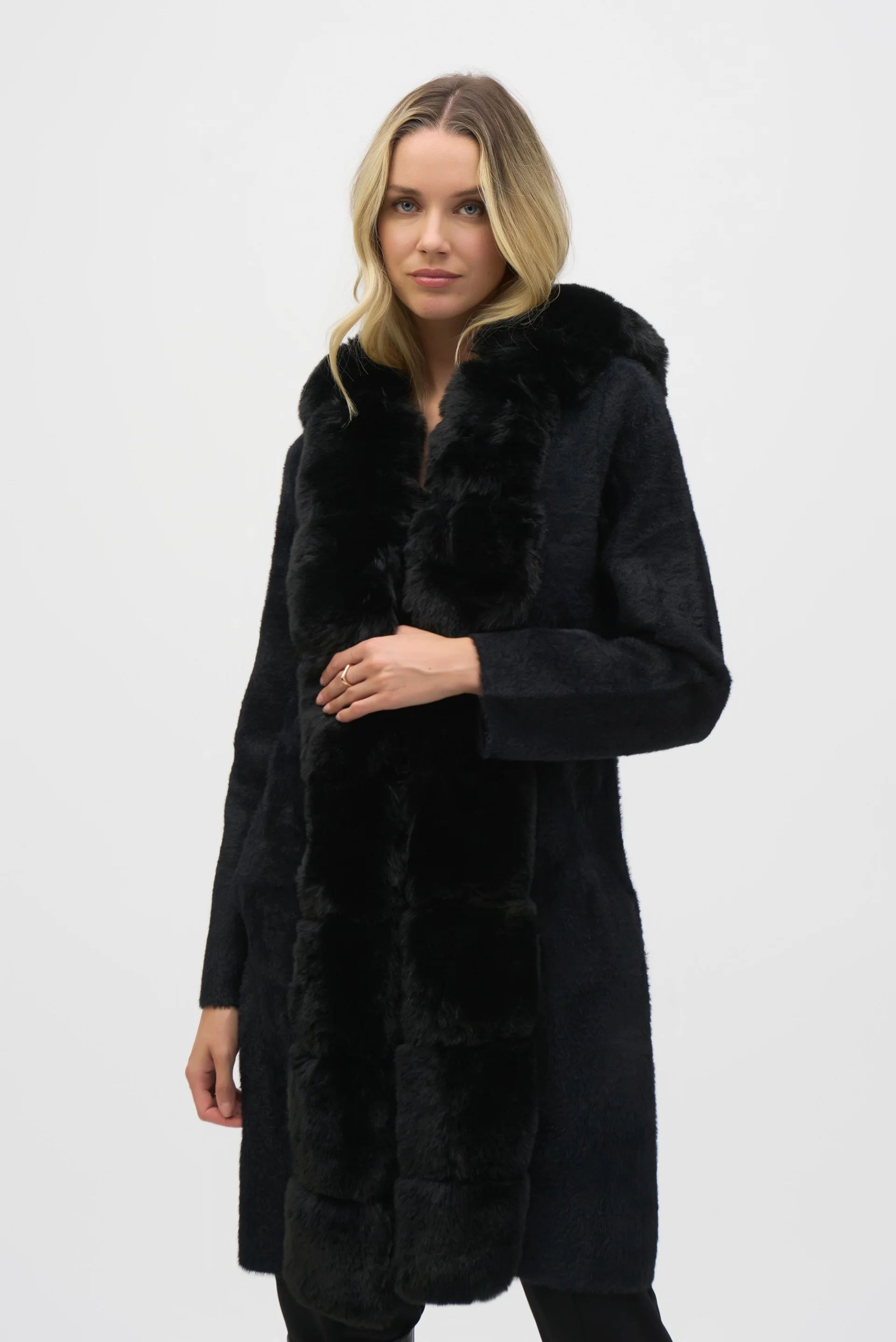 Joseph Ribkoff Faux Fur Hooded Coat Style 244929 - Image 8