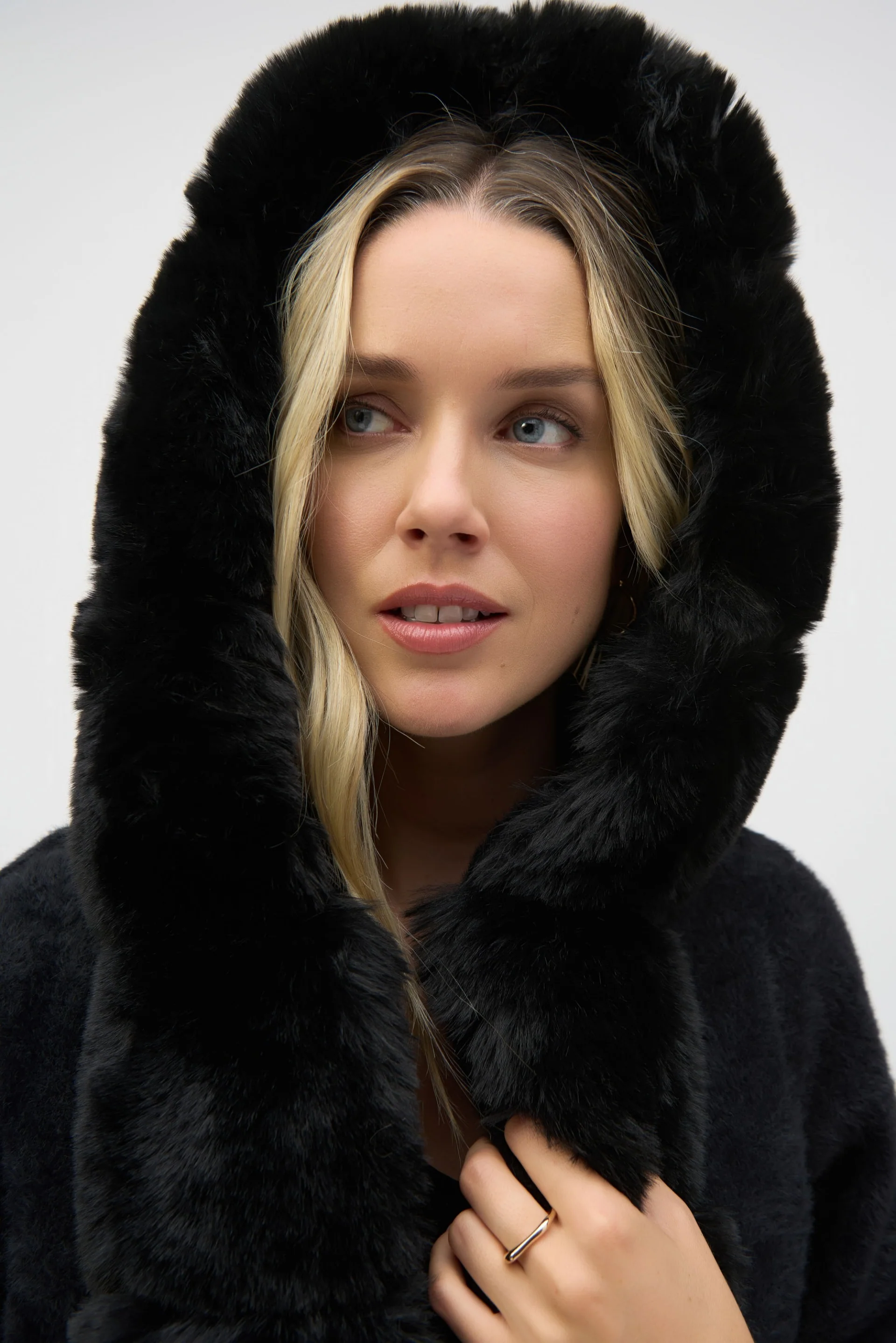 Joseph Ribkoff Faux Fur Hooded Coat Style 244929 - Image 9