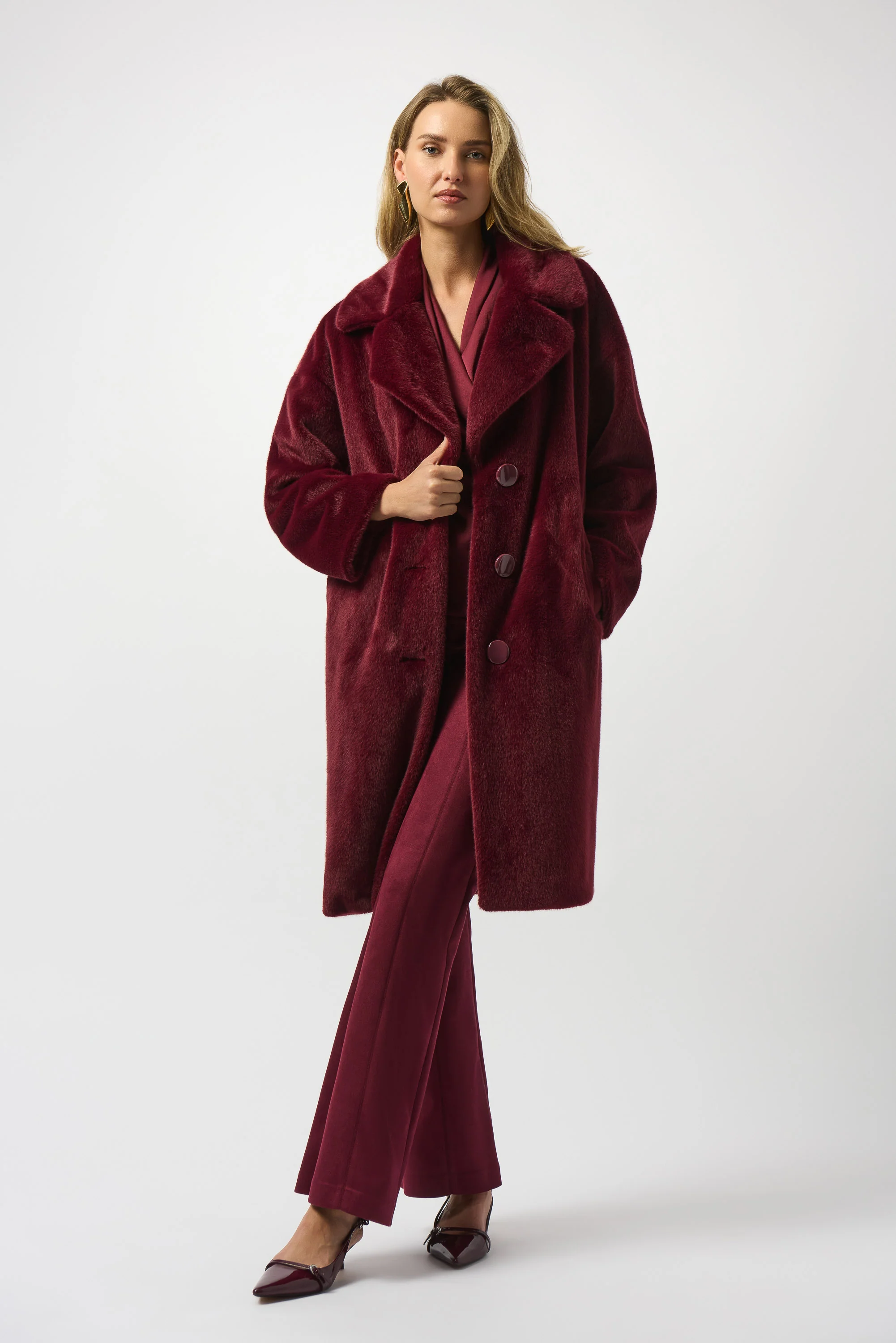 Joseph Ribkoff Faux Fur Straight Coat Style 243902F25 - Image 8