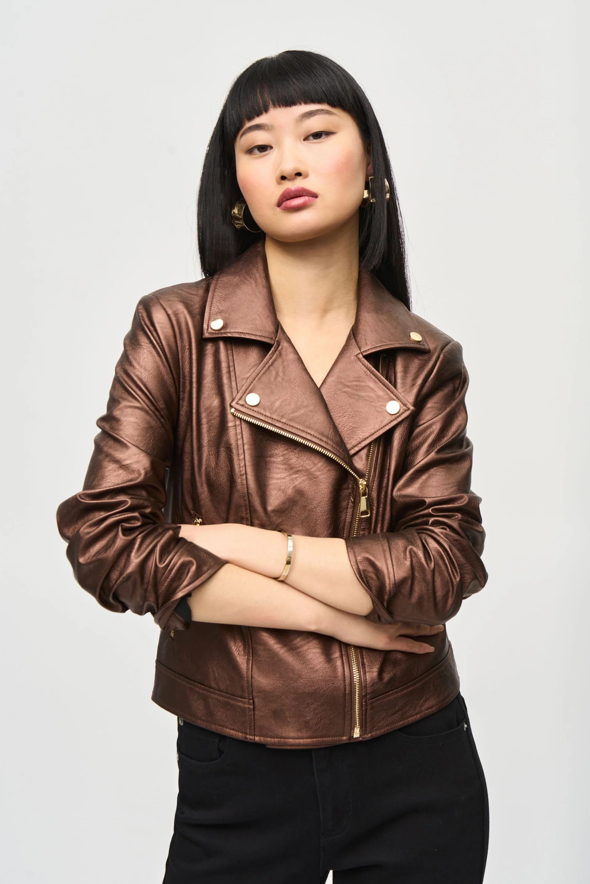 Joseph Ribkoff Faux Leather Biker Jacket Style 234902 - Image 10