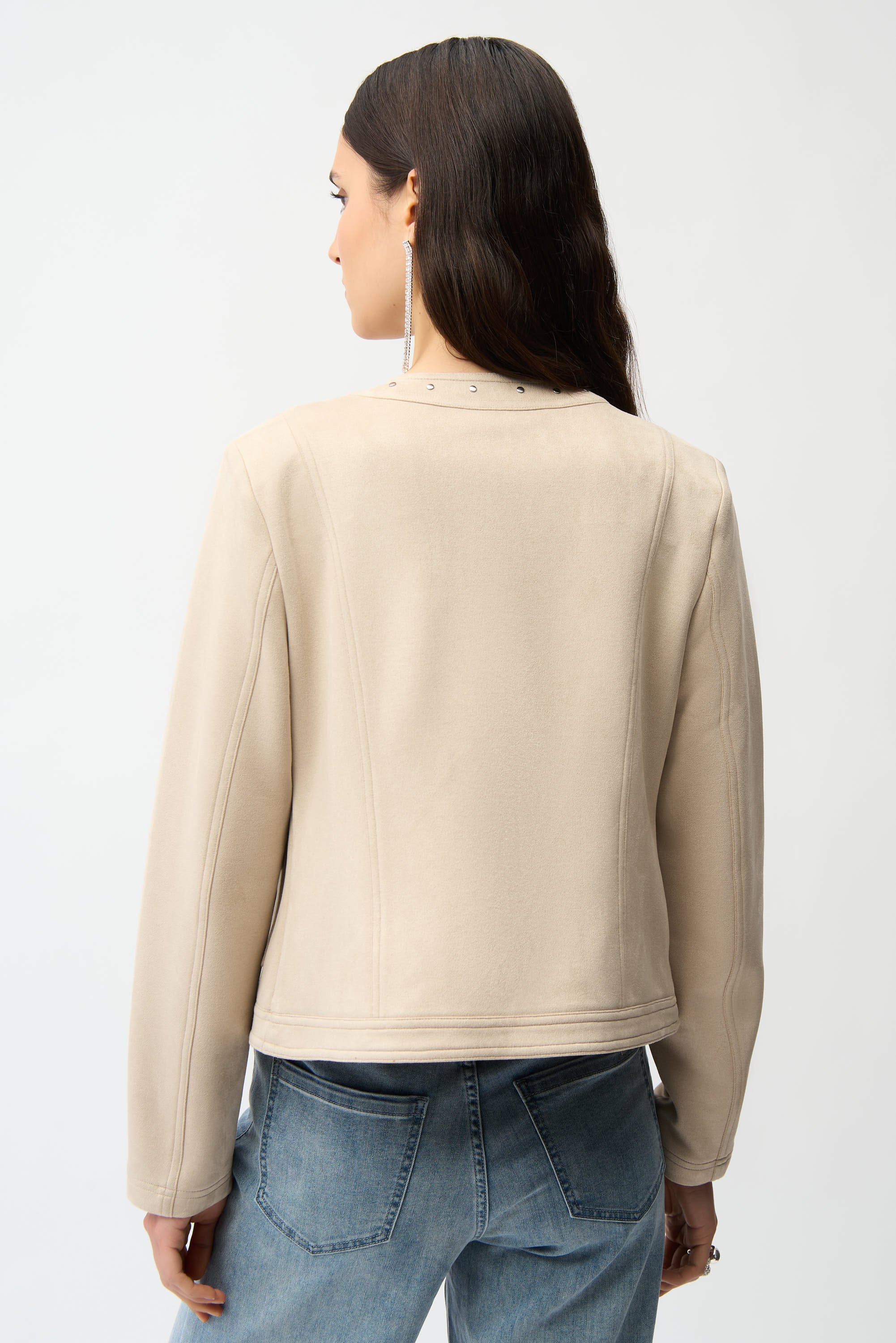 Joseph Ribkoff Faux Suede Jacket with Hook & Eye Closure Style 261909 - Image 3