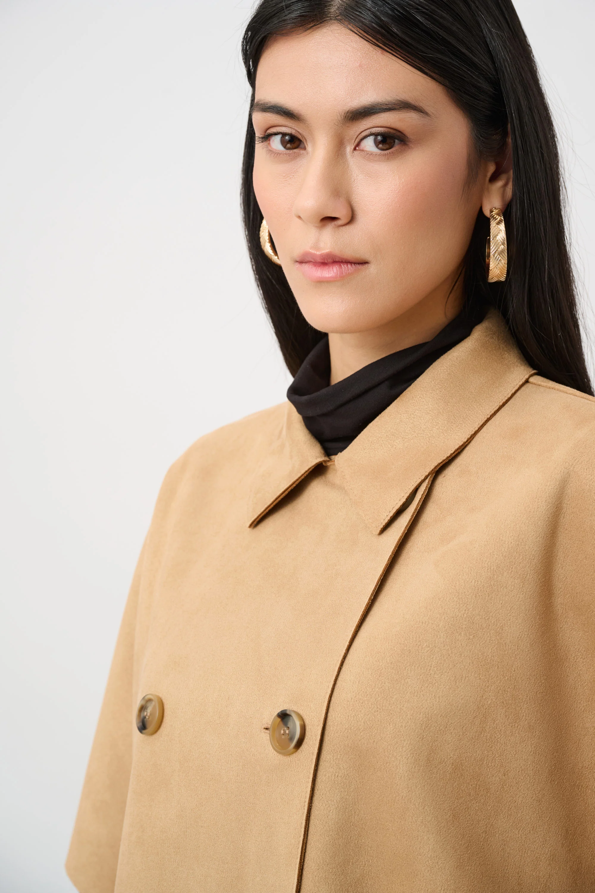 Joseph Ribkoff Faux Suede Poncho Jacket Style 263037 - Image 4