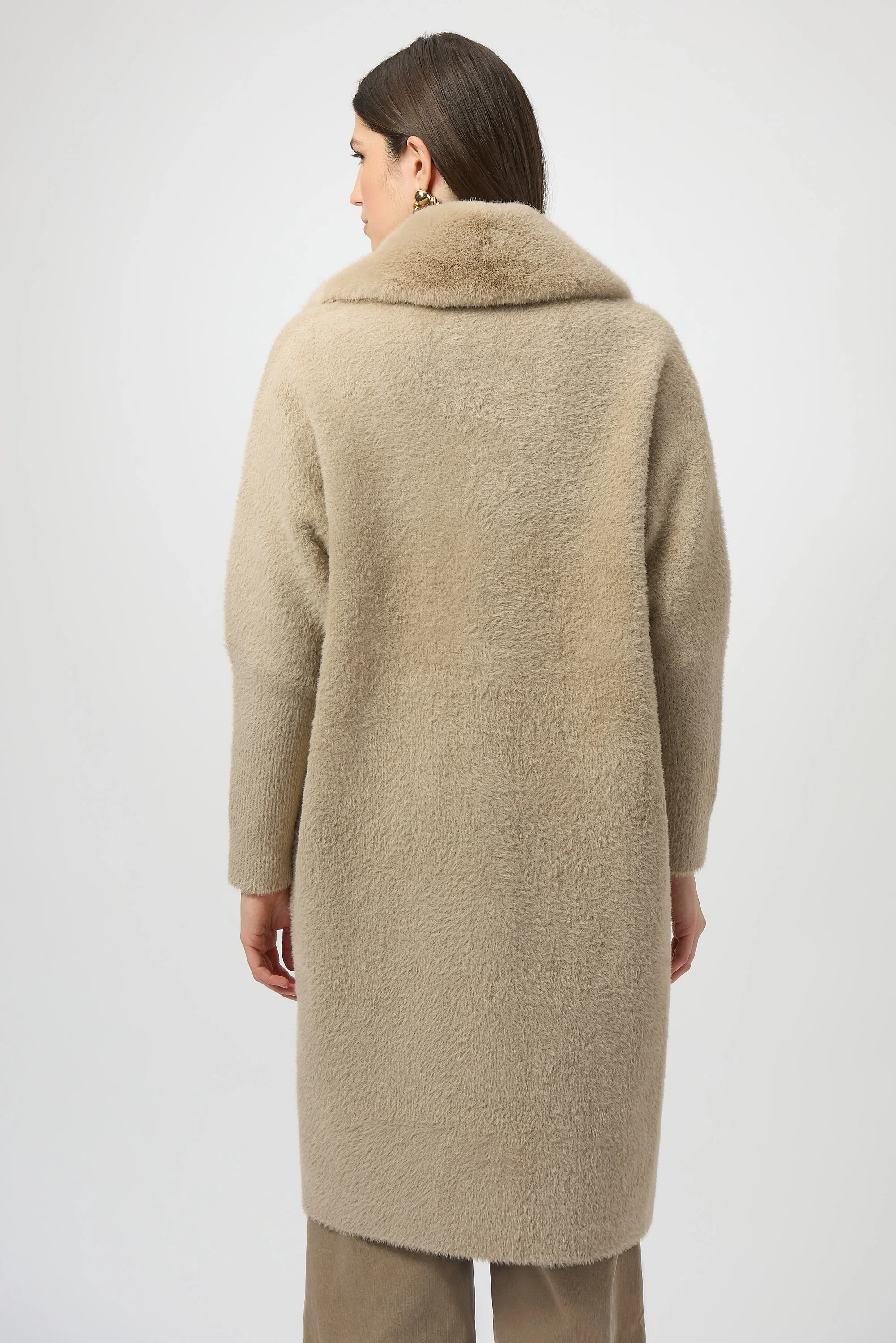 Joseph Ribkoff Feather Yarn and Faux Fur Sweater Coat Style 254954 - Image 5