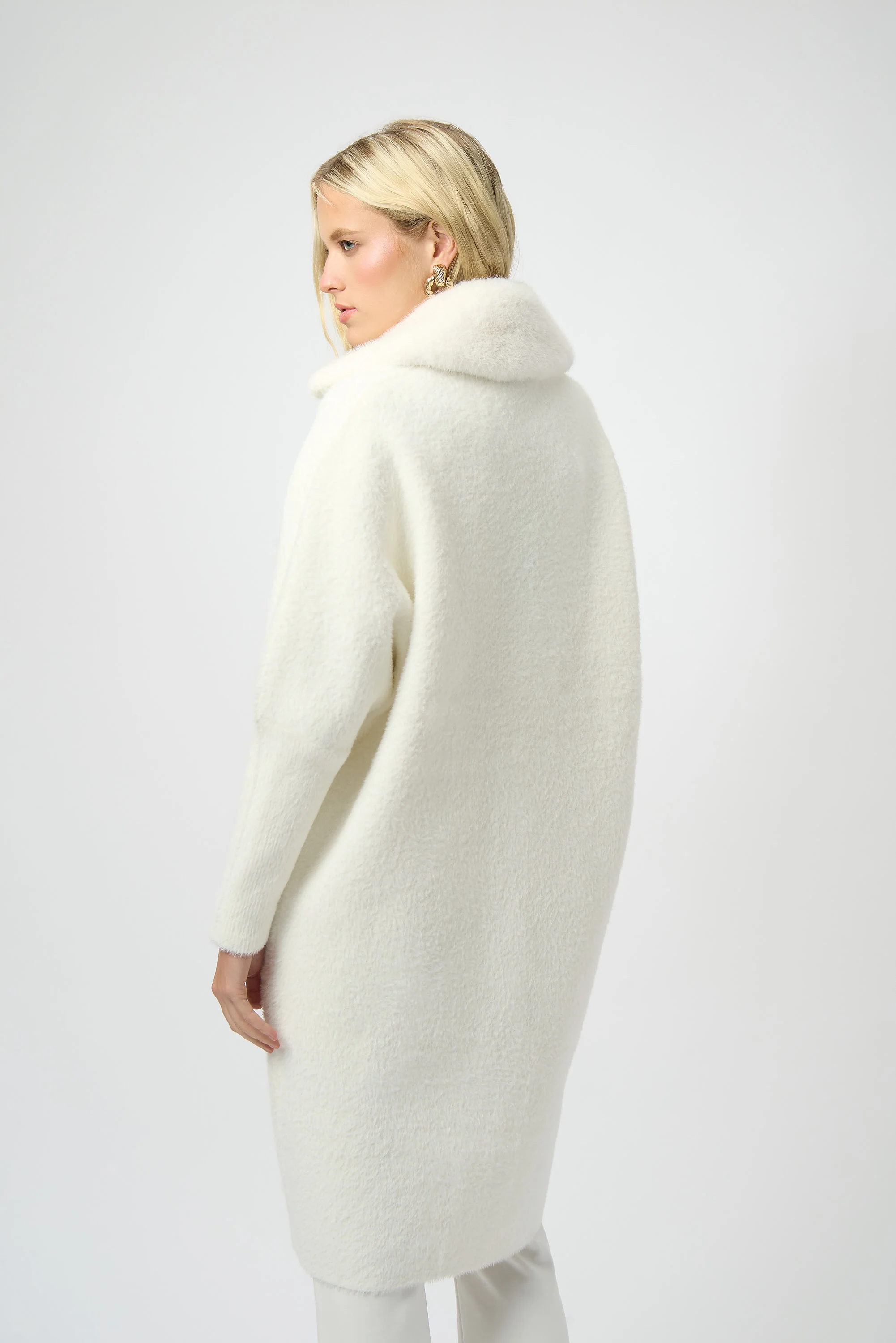 Joseph Ribkoff Feather Yarn and Faux Fur Sweater Coat Style 254954 - Image 9