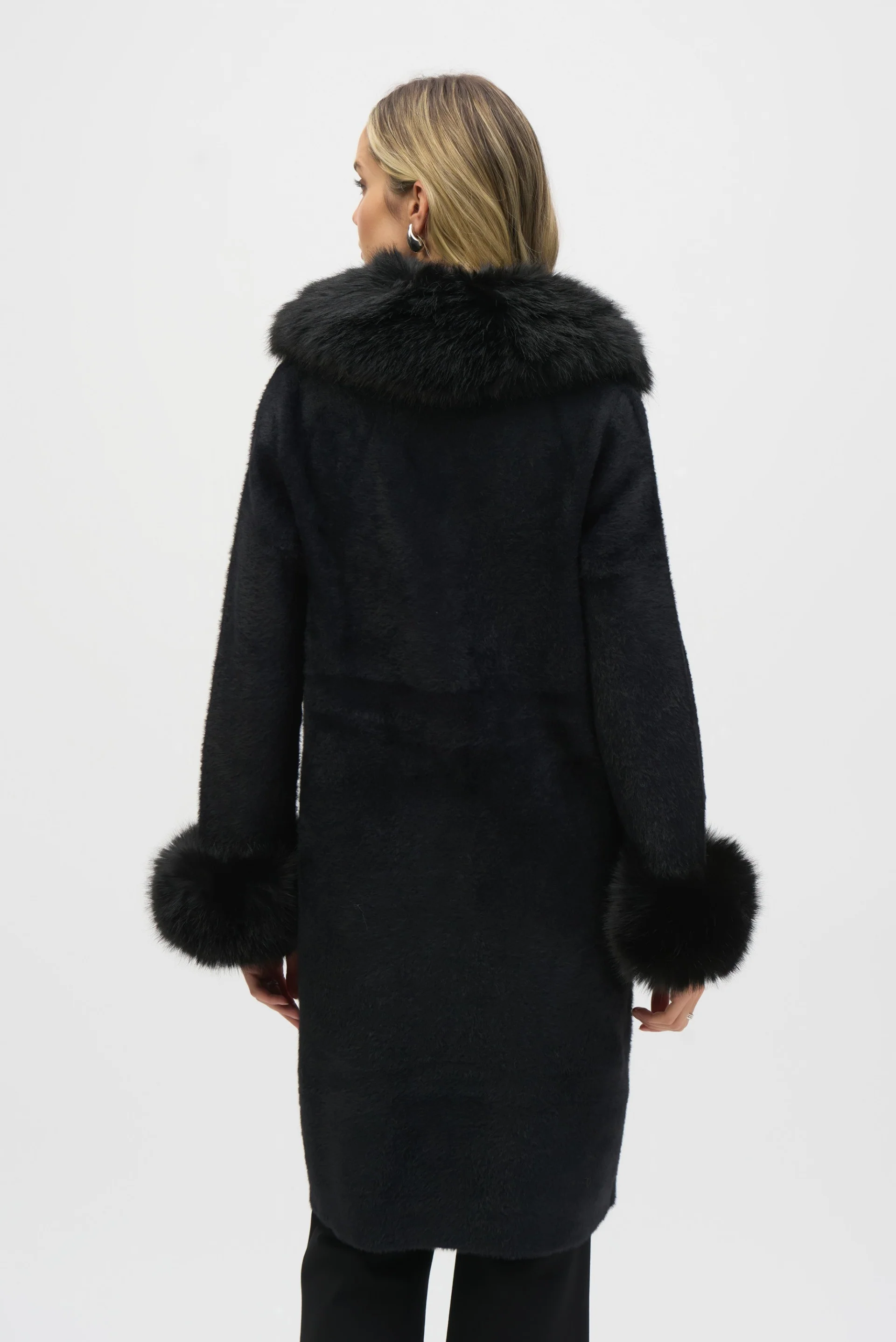 Joseph Ribkoff Feather Yarn Faux Fur Coat Style 243923 - Image 12
