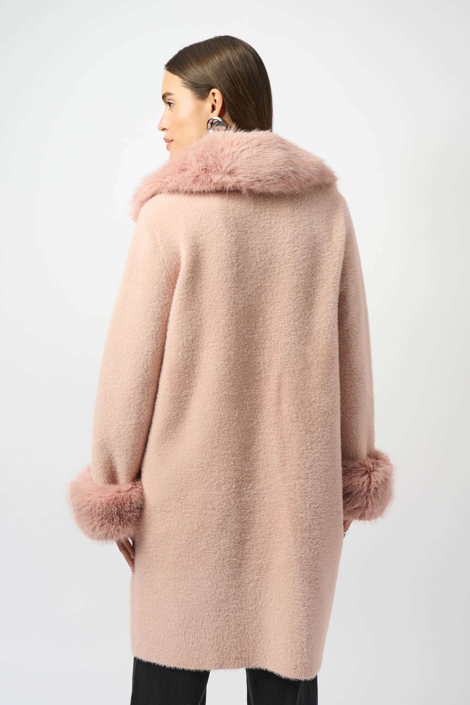 Joseph Ribkoff Feather Yarn Faux Fur Coat Style 243923 - Image 6