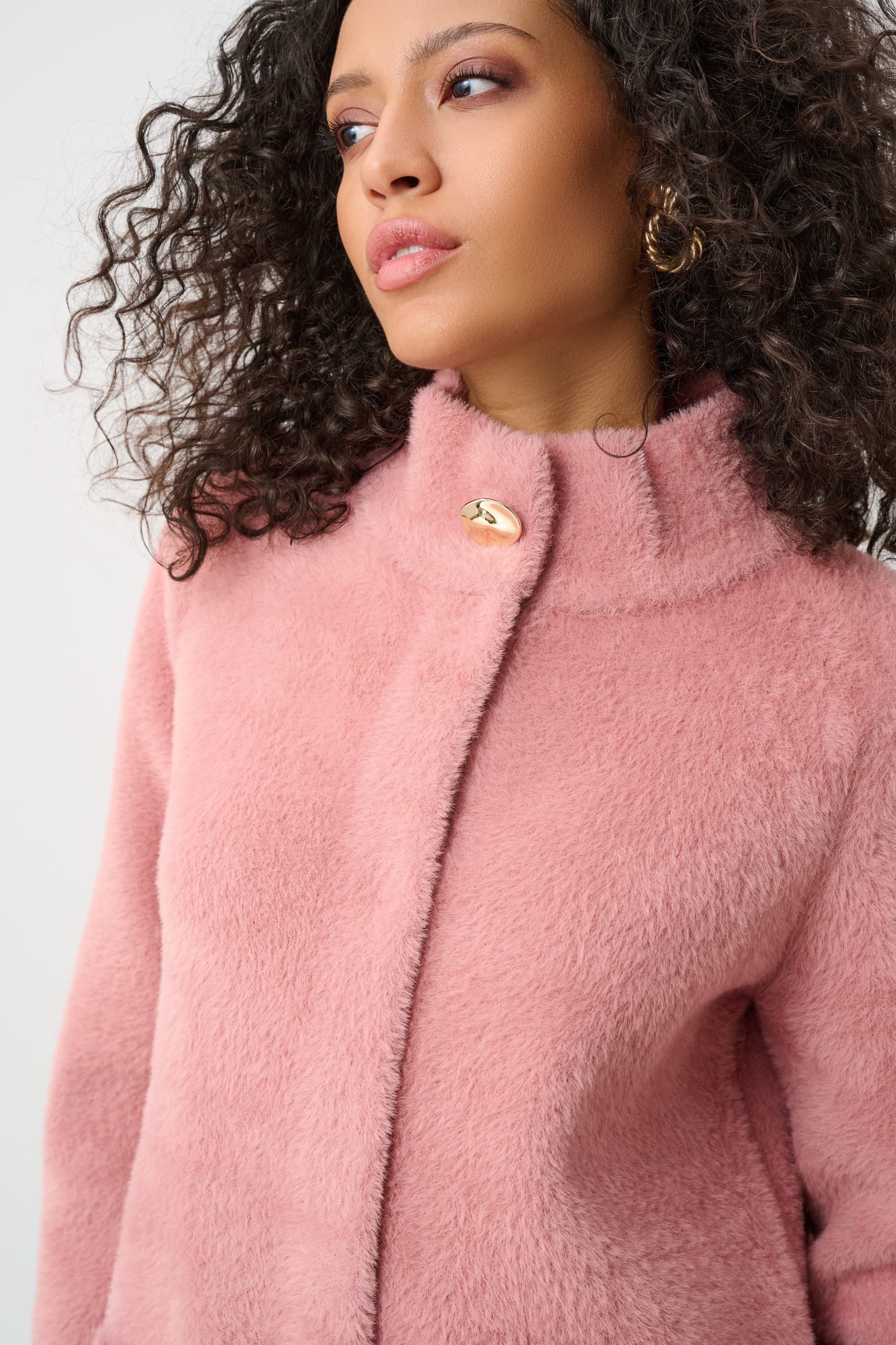 Joseph Ribkoff Feather Yarn Mock-Neck Coat Style 263955 - Image 5