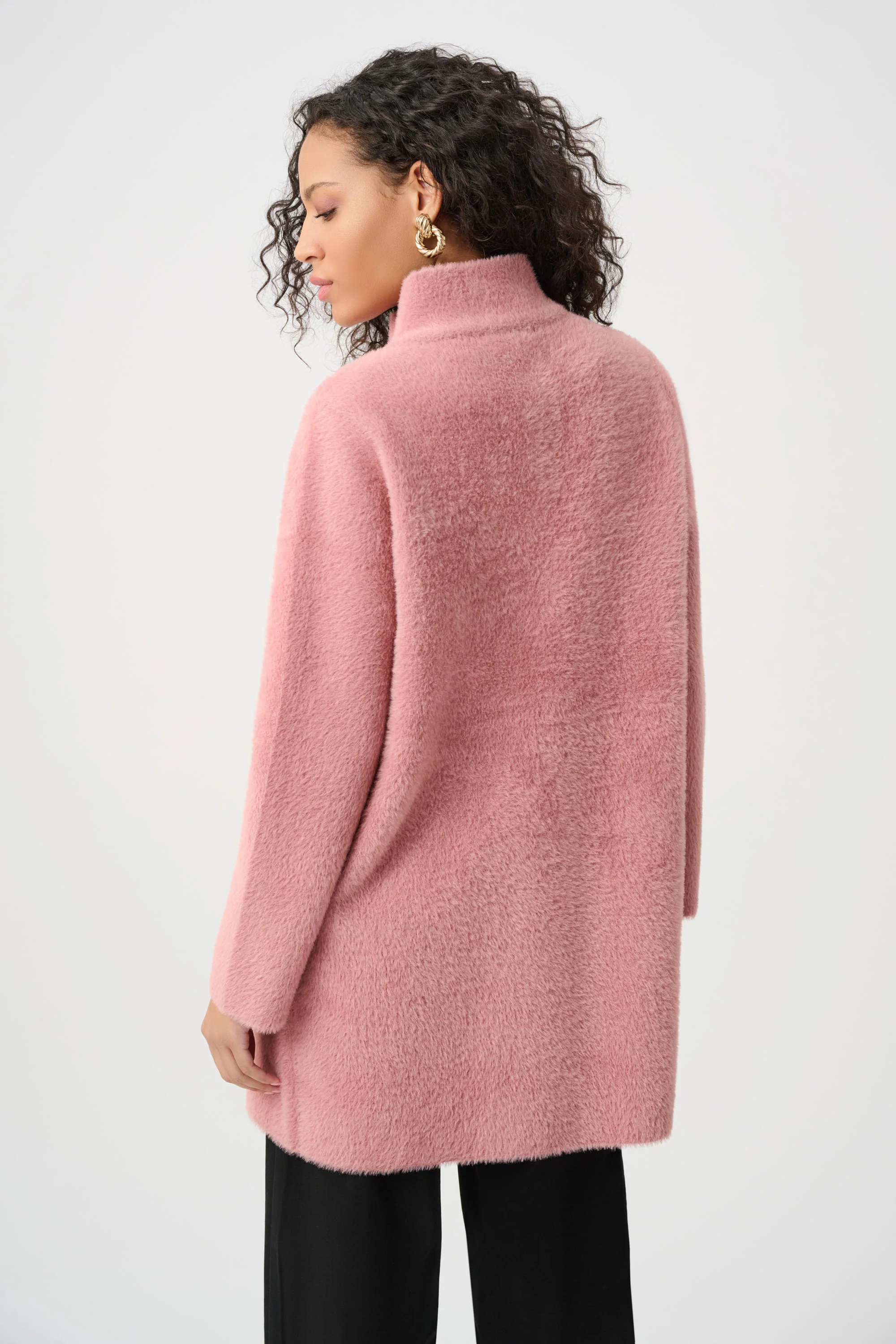 Joseph Ribkoff Feather Yarn Mock-Neck Coat Style 263955 - Image 6