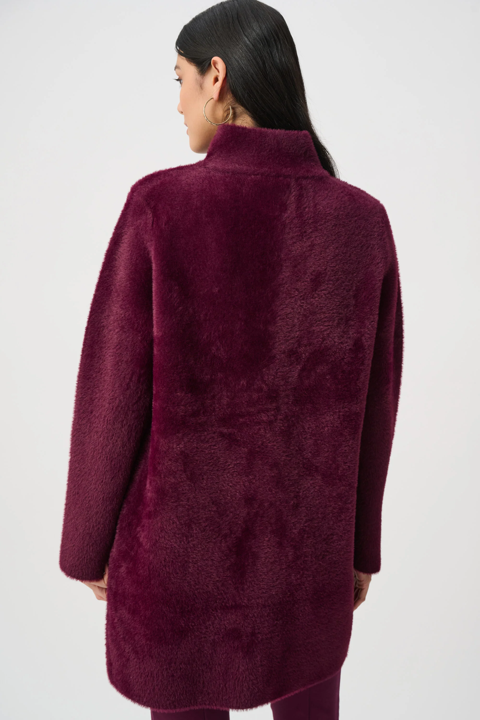 Joseph Ribkoff Feather Yarn Mock-Neck Coat Style 263955 - Image 9