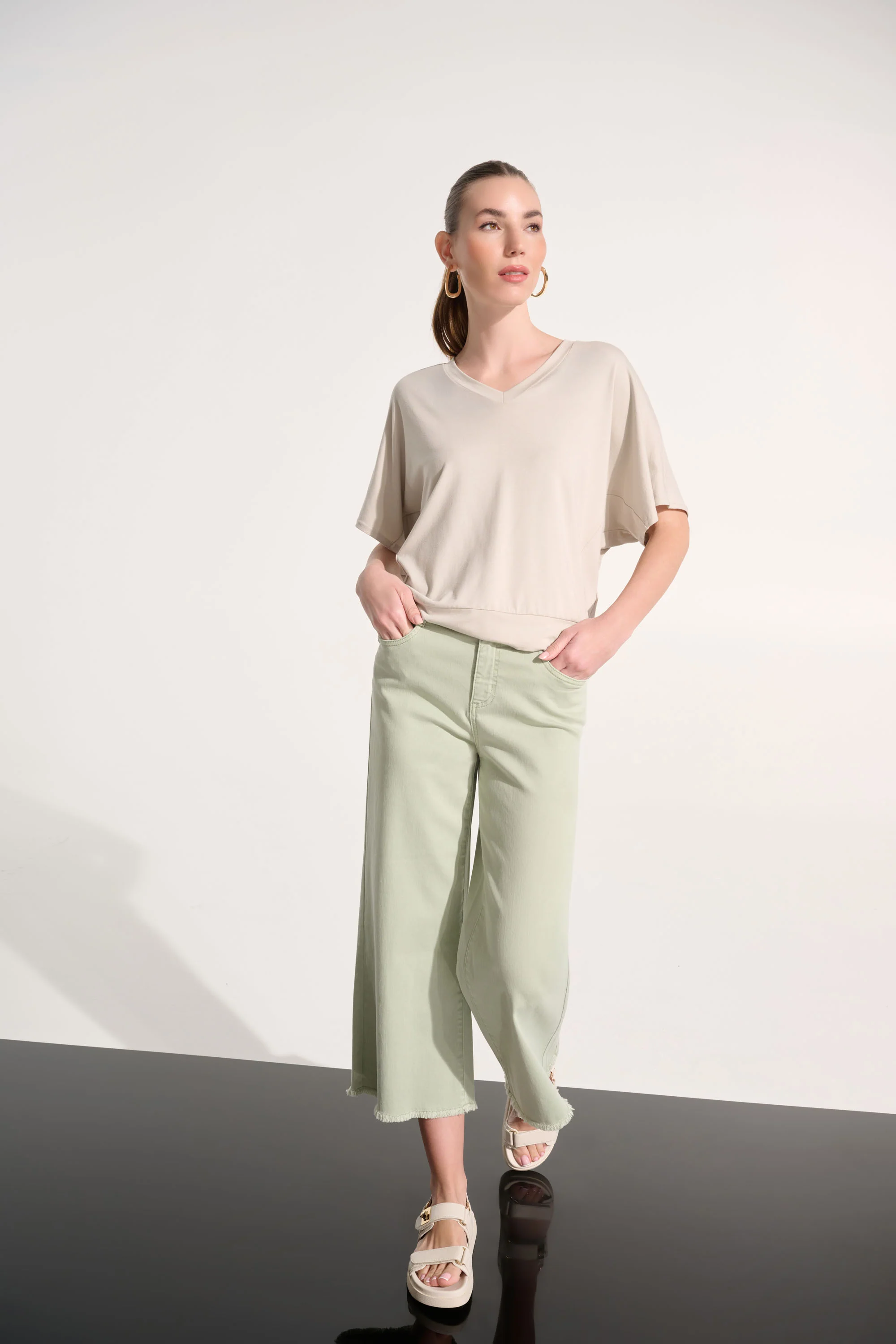 Joseph Ribkoff Featherweave Denim Wide Leg Cropped Jeans Style 262918 - Image 7