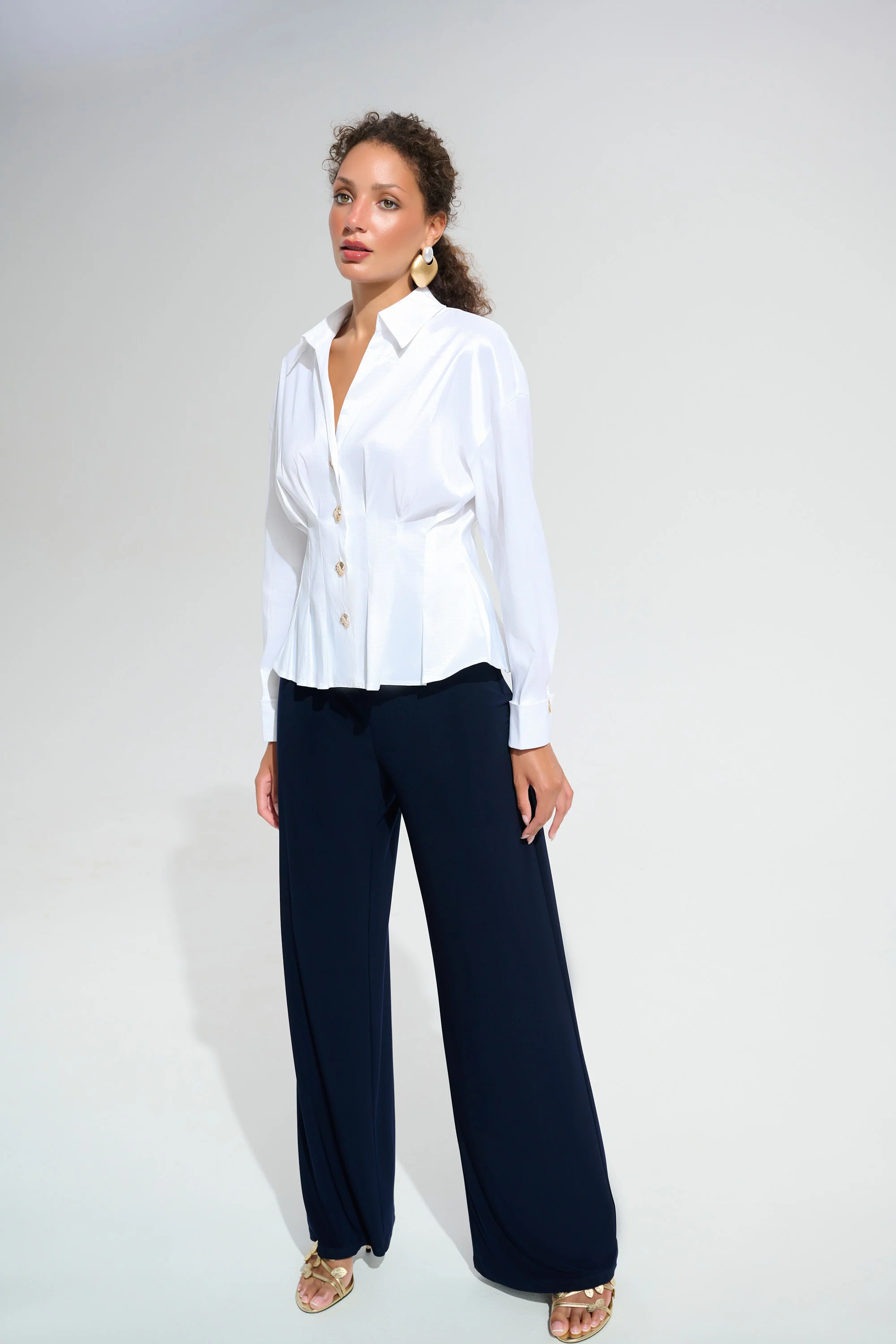 Joseph Ribkoff Fit And Flare Blouse With Chain Link Button Cuffs Style 261742 - Image 10