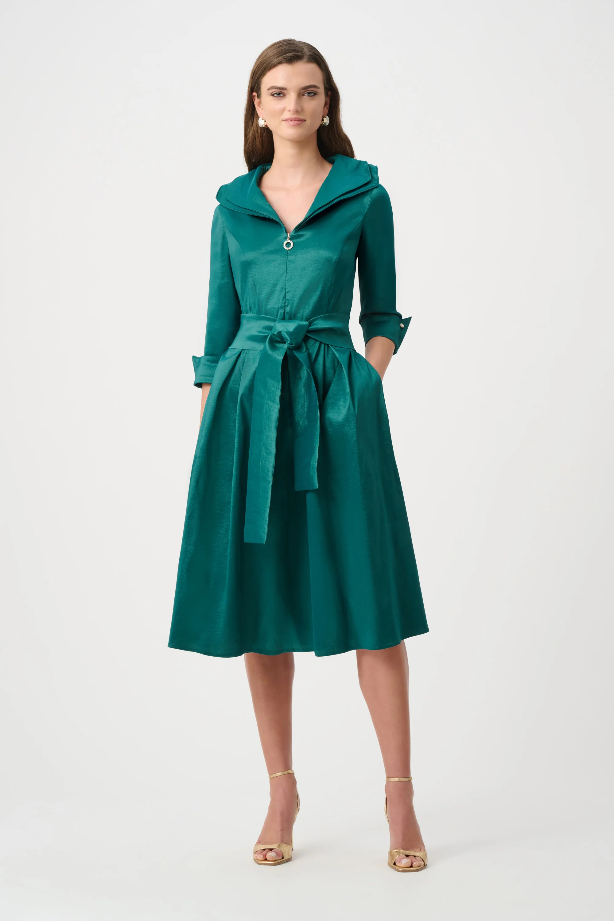 Joseph Ribkoff Fit And Flare Dress With Lapel Collar Style 261719 - Image 4