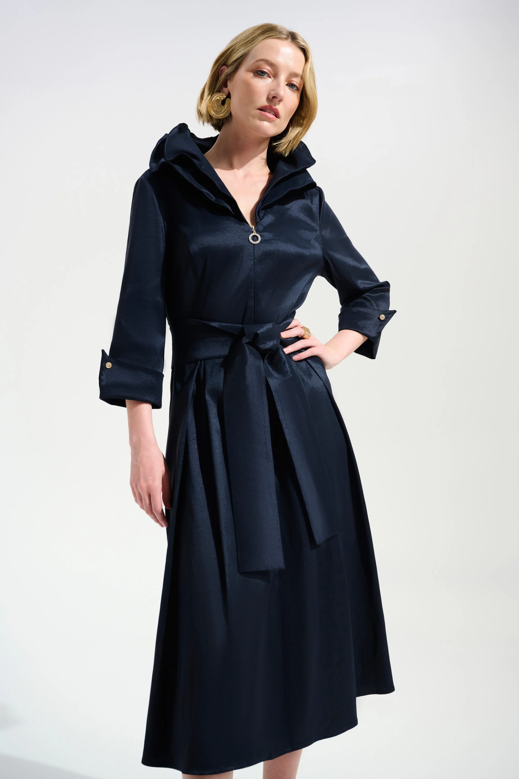 Joseph Ribkoff Fit And Flare Dress With Lapel Collar Style 261719 - Image 9
