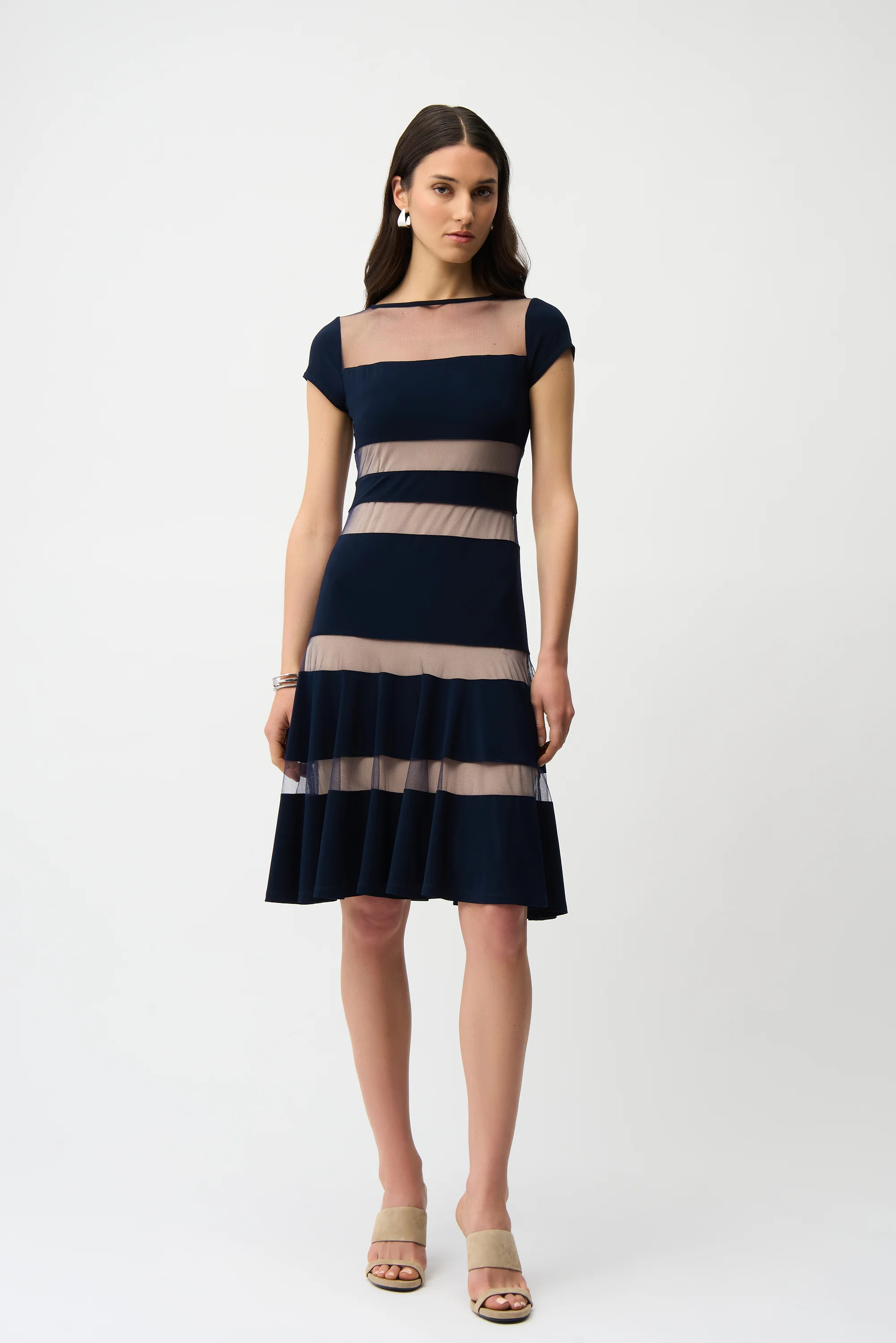 Joseph Ribkoff Fit and Flare Dress With Mesh Inserts Style 261050 - Image 2