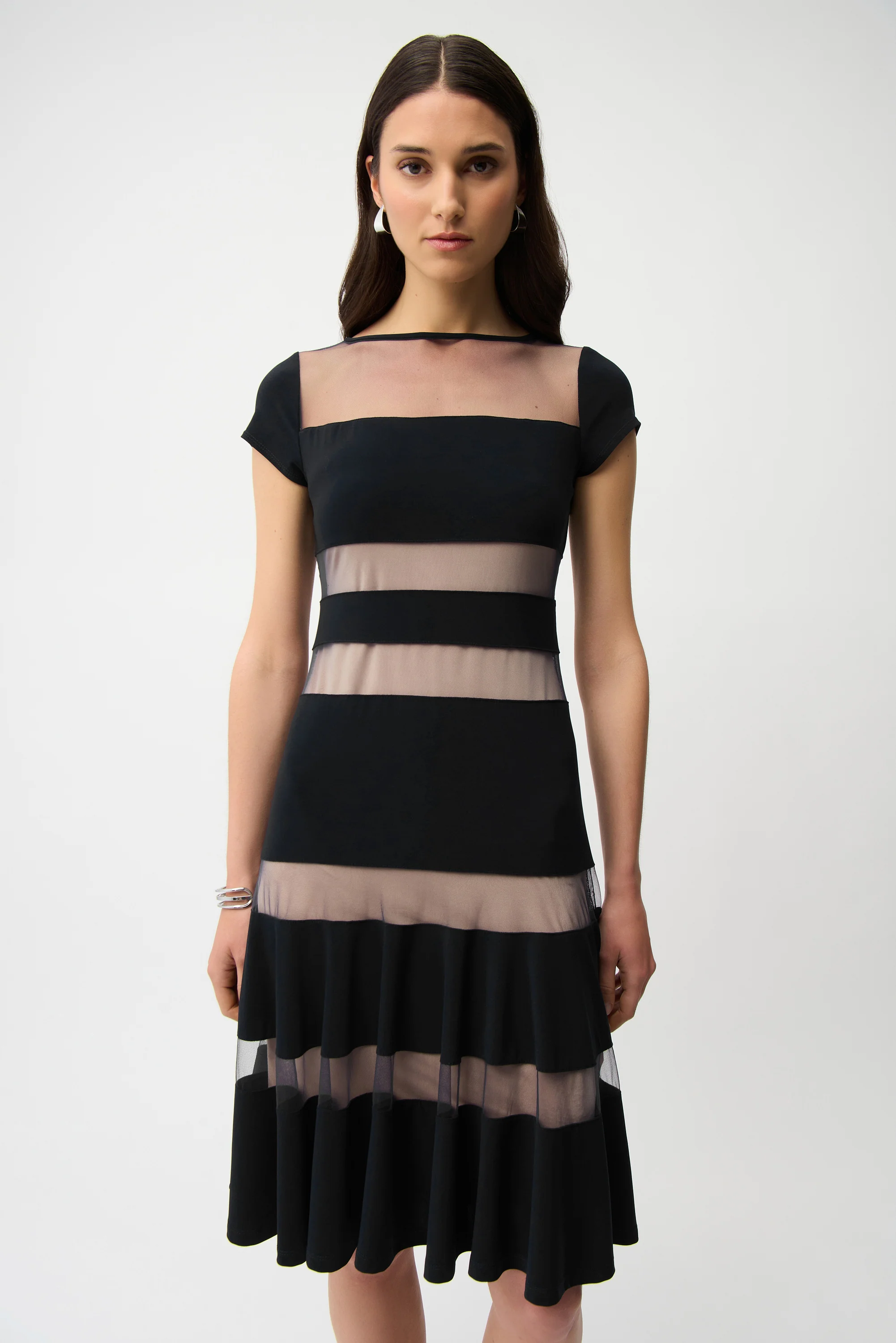 Joseph Ribkoff Fit and Flare Dress With Mesh Inserts Style 261050 - Image 5