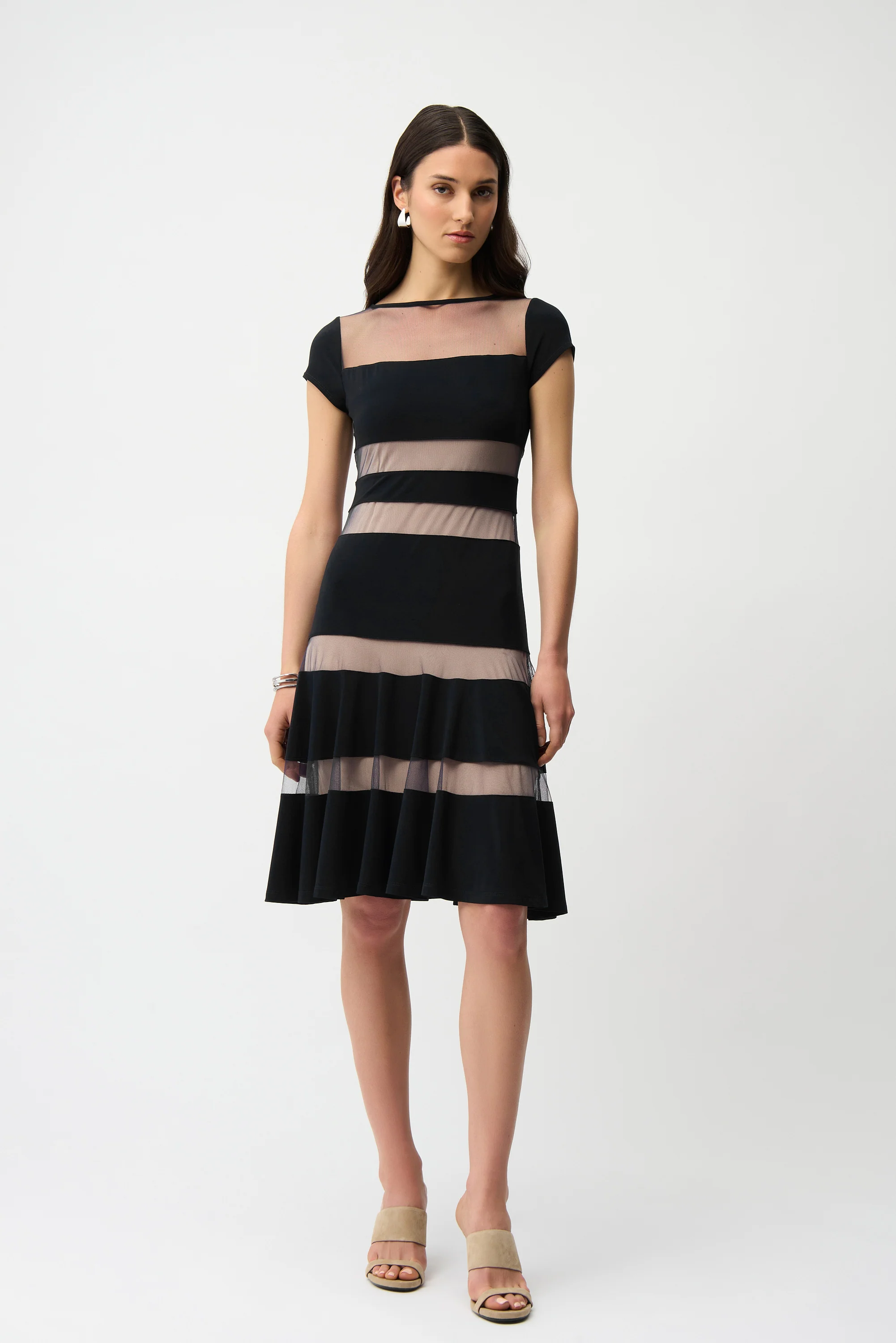Joseph Ribkoff Fit and Flare Dress With Mesh Inserts Style 261050 - Image 6