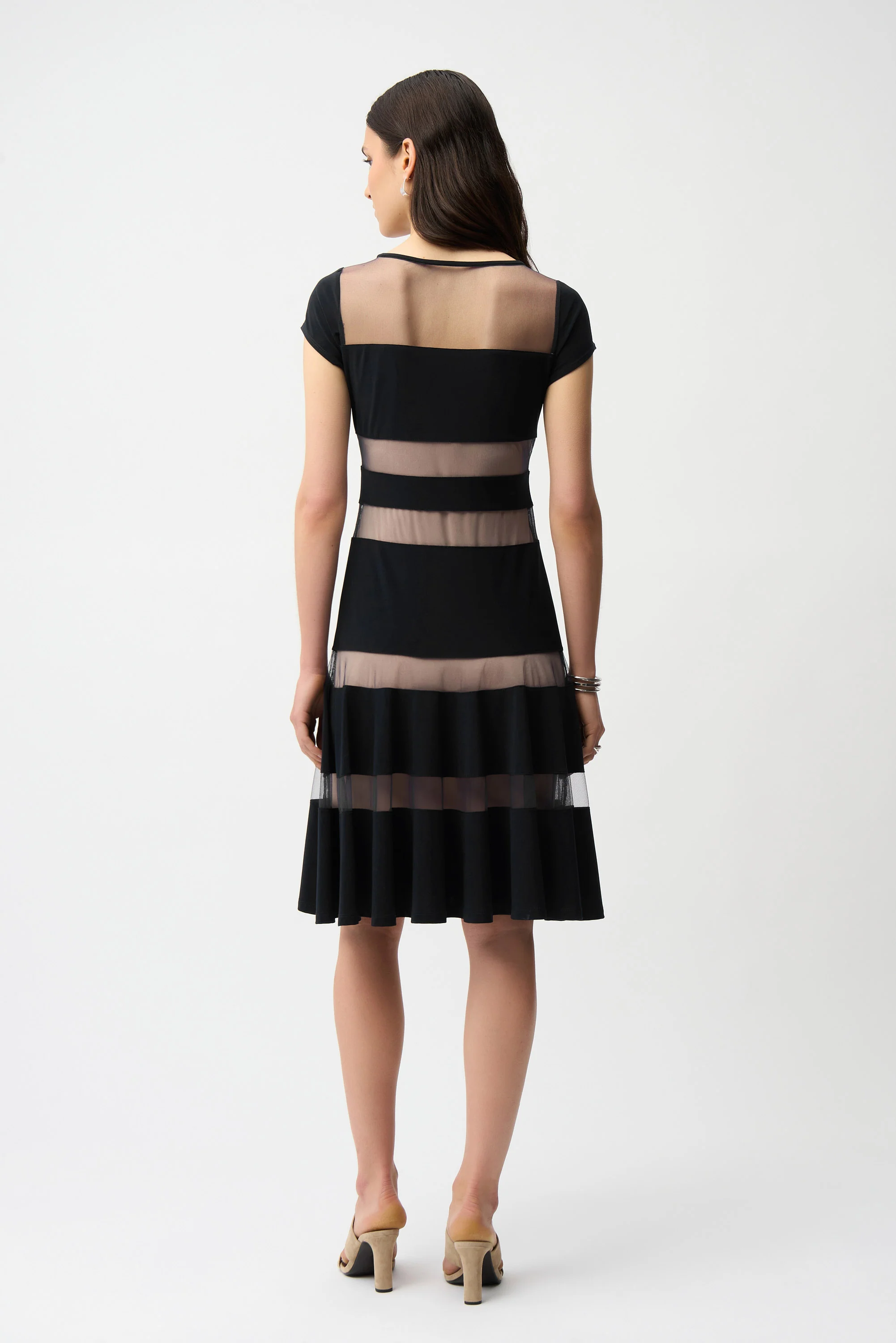 Joseph Ribkoff Fit and Flare Dress With Mesh Inserts Style 261050 - Image 8