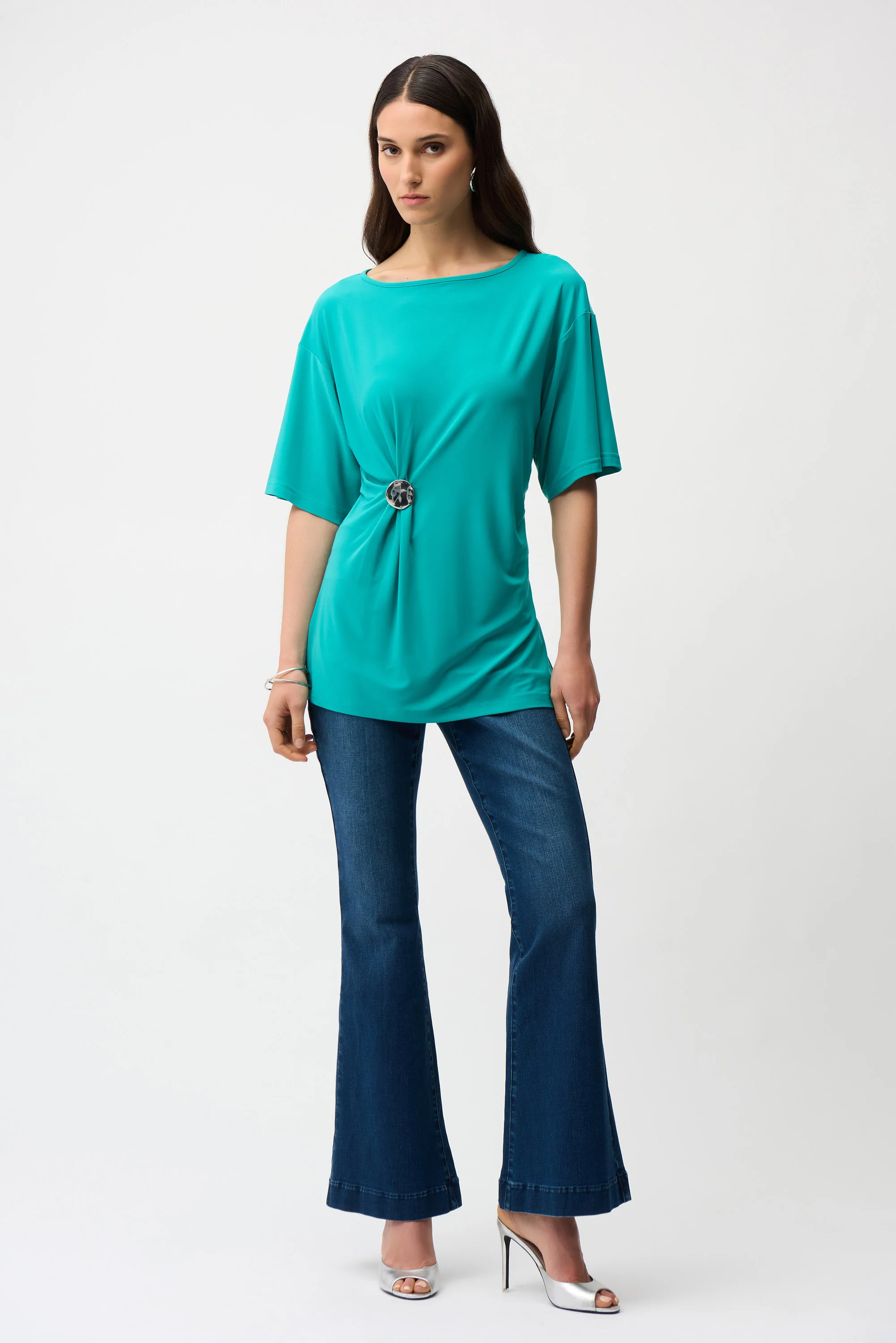 Joseph Ribkoff Fit and Flare Tunic With Brooch Style 261029 - Image 2
