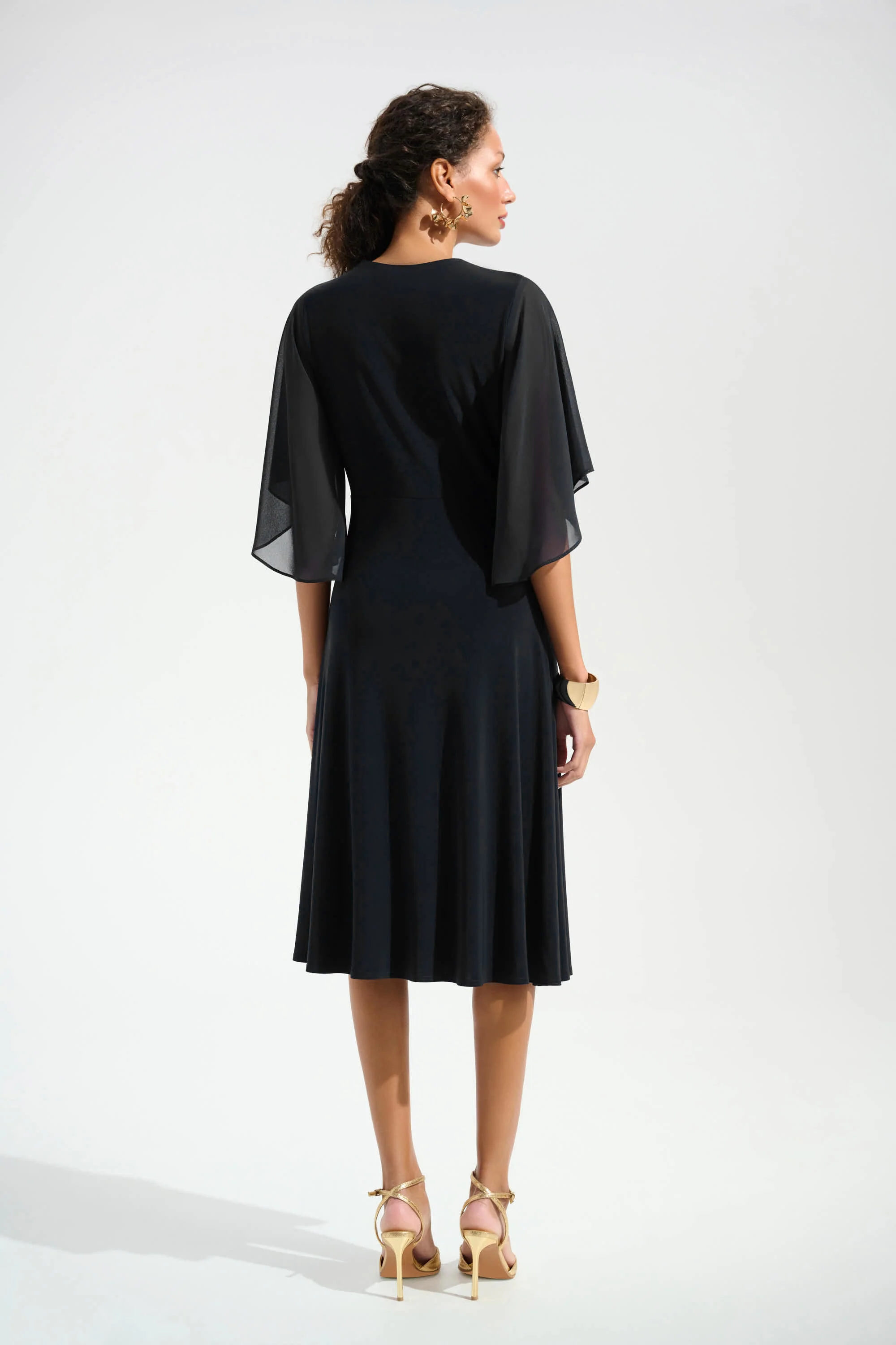 Joseph Ribkoff Fit & Flare Dress With Chiffon Draped Sash Style 261710 - Image 3