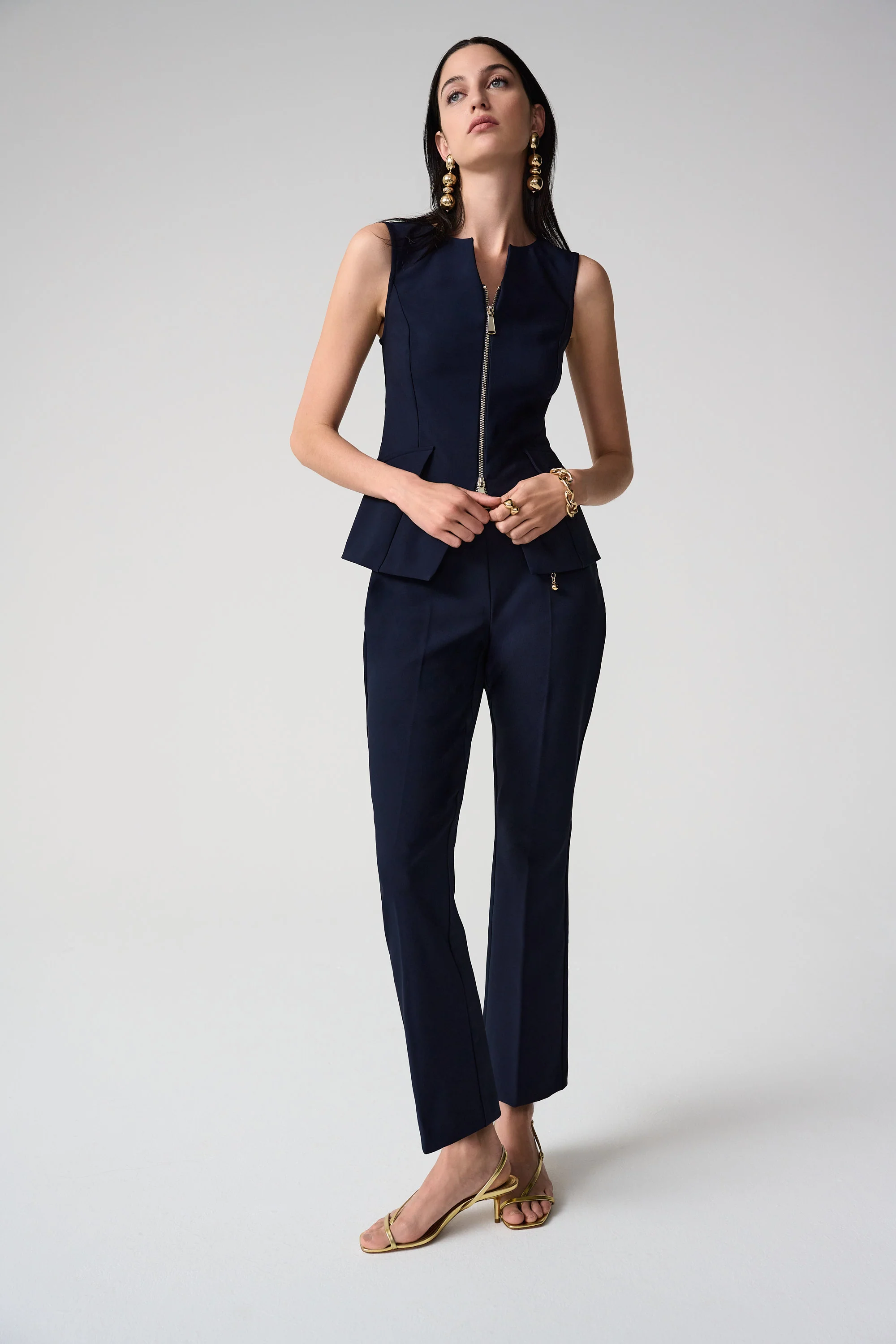 Joseph Ribkoff Fitted Sleeveless Vest With Front Zipper Style 261054 - Image 3