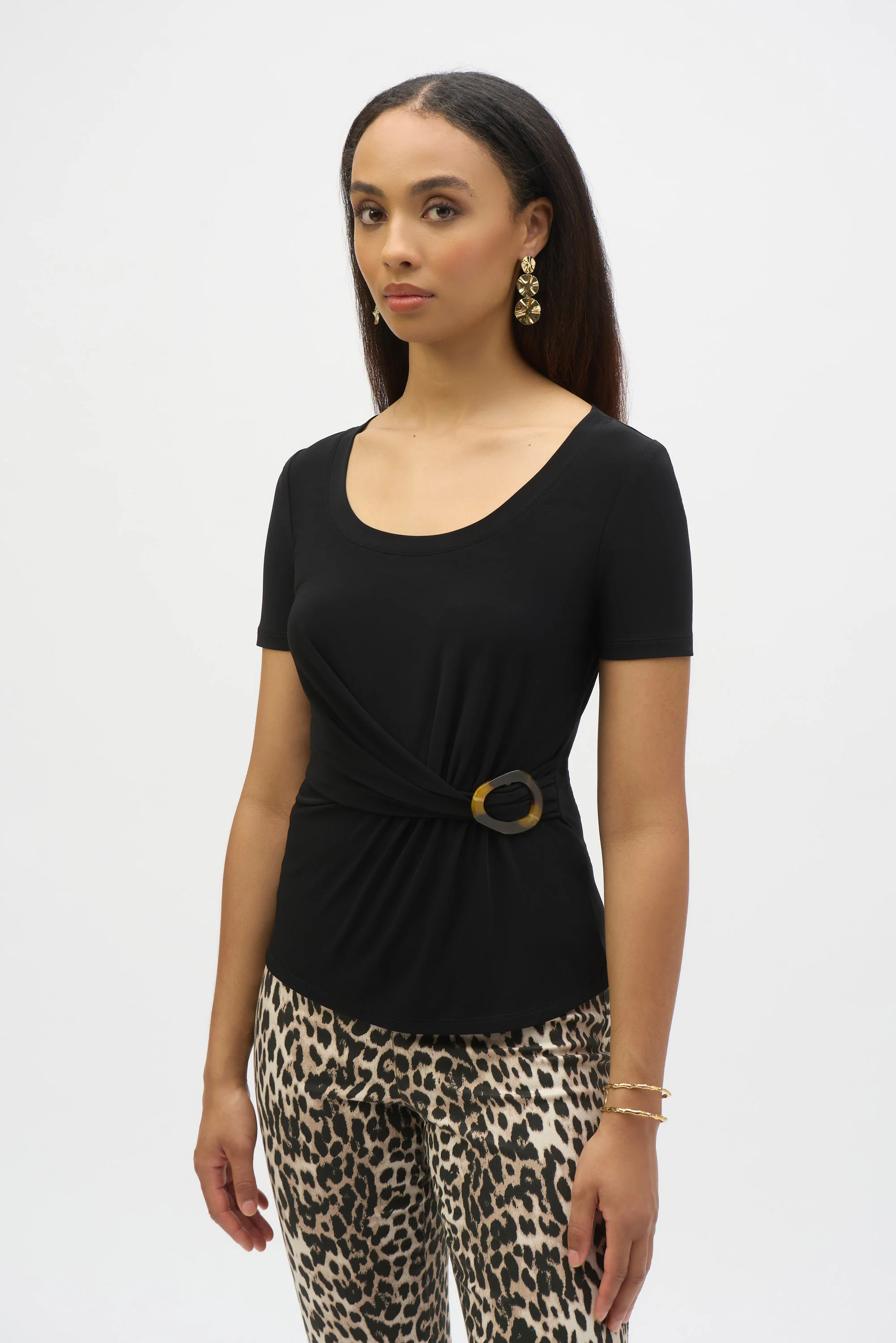 Joseph Ribkoff Fitted Top With Buckle Detail Style 252230