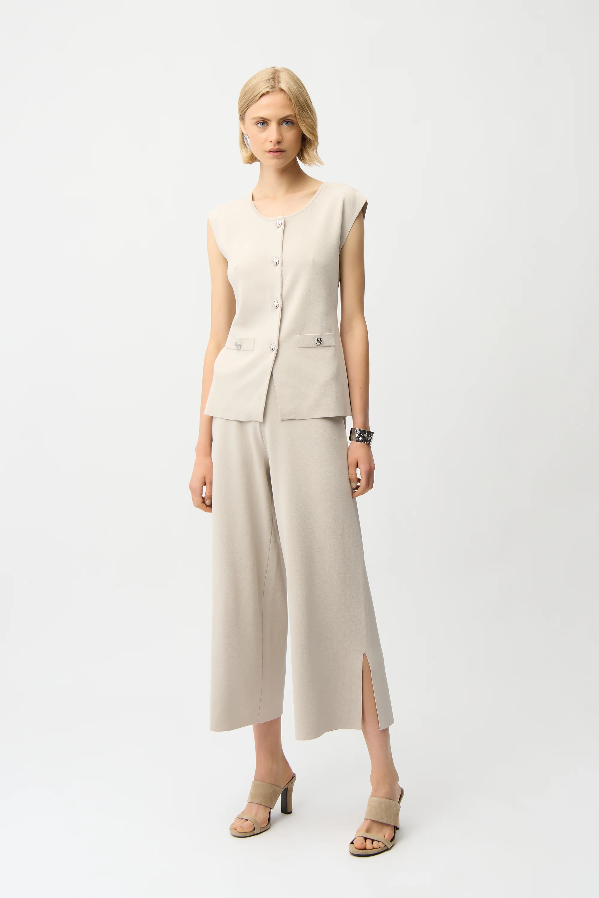 Joseph Ribkoff Fitted Vest with Faux Welt Pockets Style 261938 - Image 2
