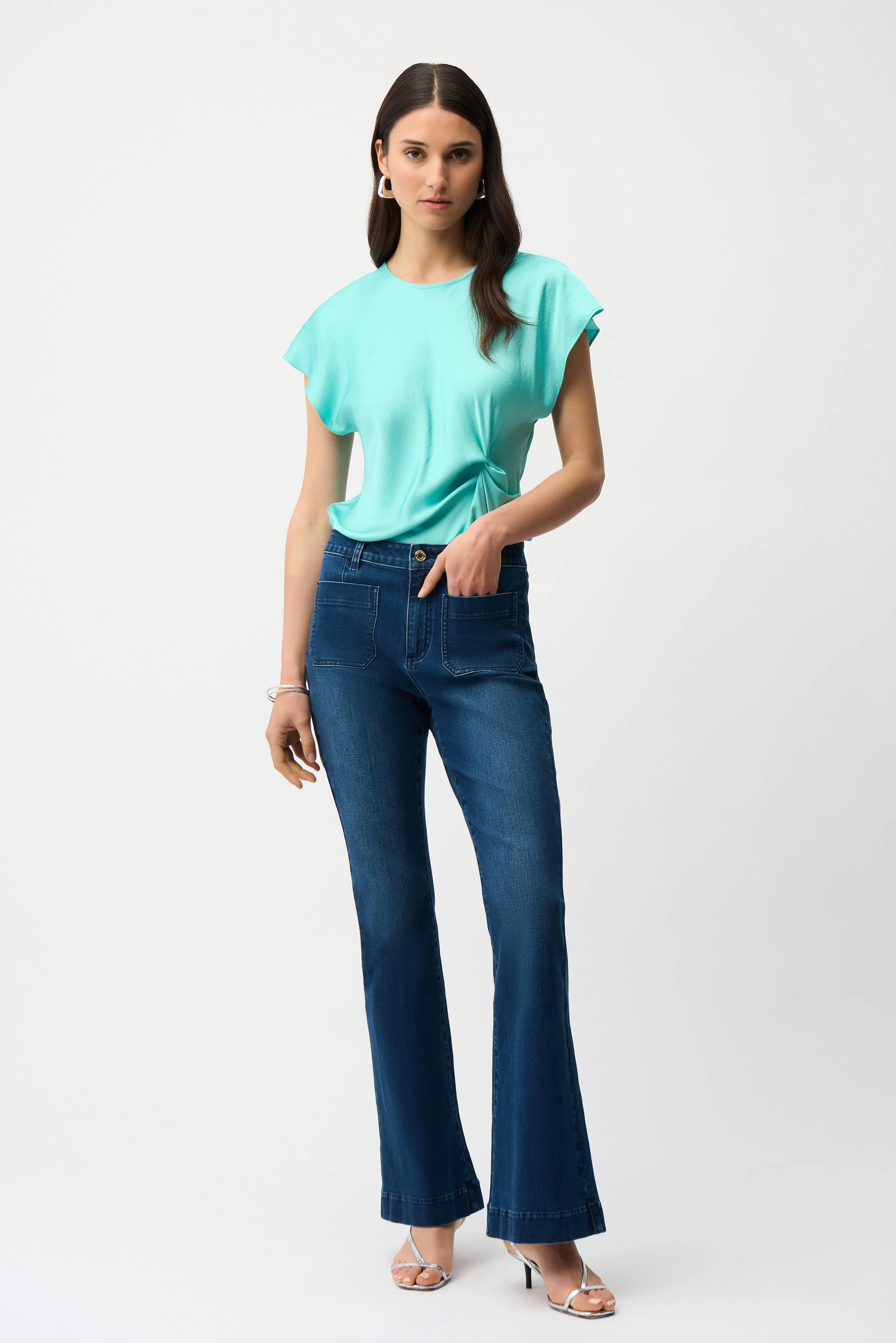 Joseph Ribkoff Flare Jeans With Patch Pockets Style 261956 - Image 2