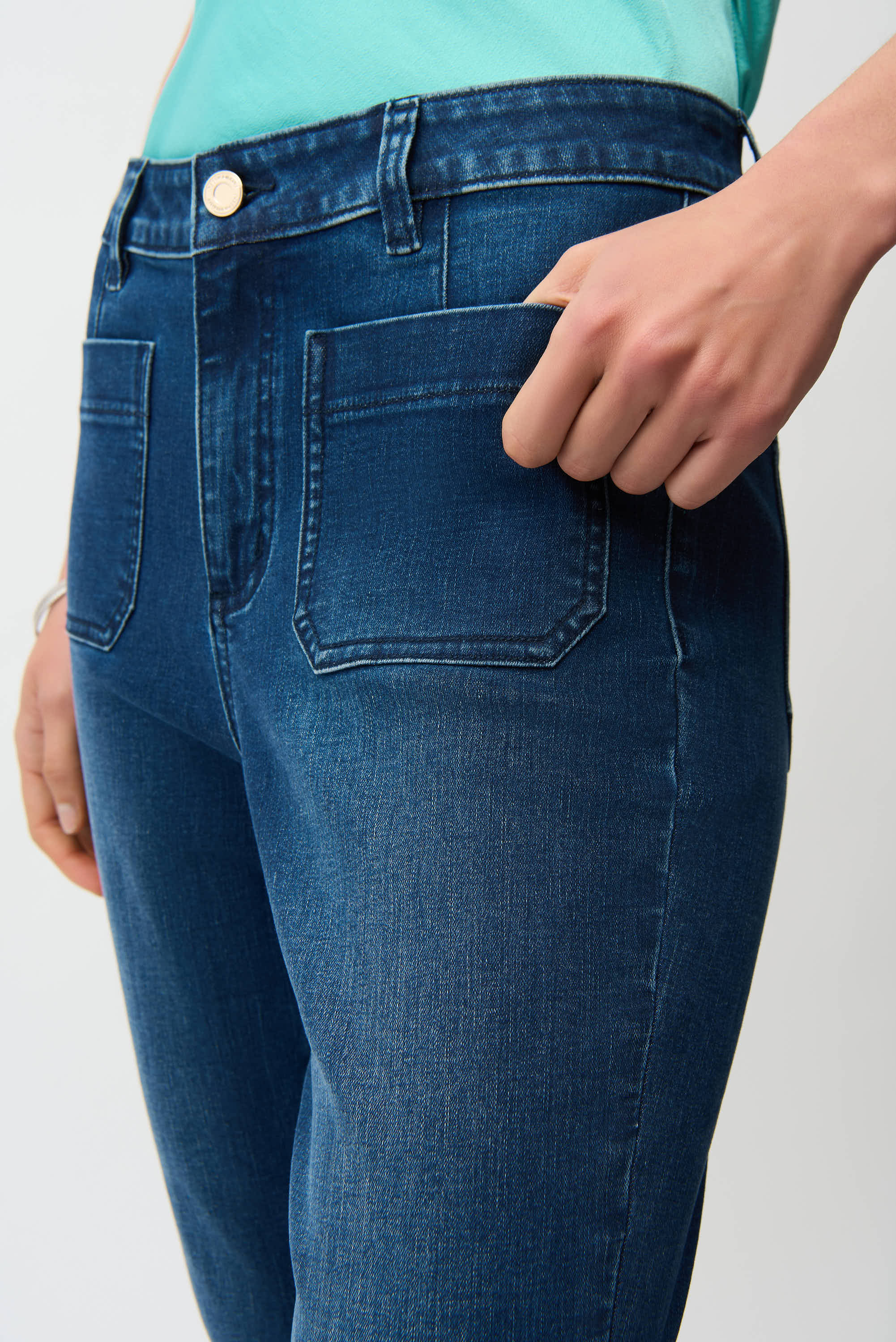 Joseph Ribkoff Flare Jeans With Patch Pockets Style 261956 - Image 3