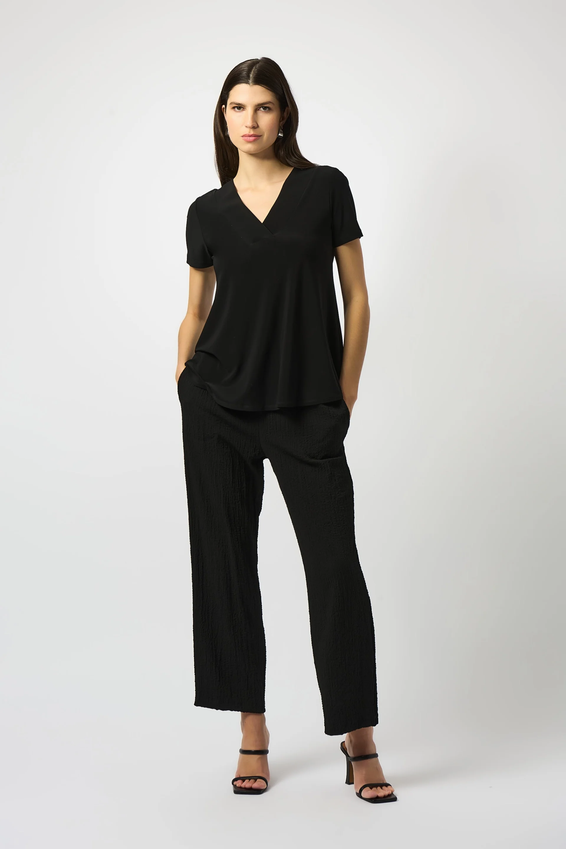 Joseph Ribkoff Flared Short Sleeve V-Neck Top Style 251125 - Image 3